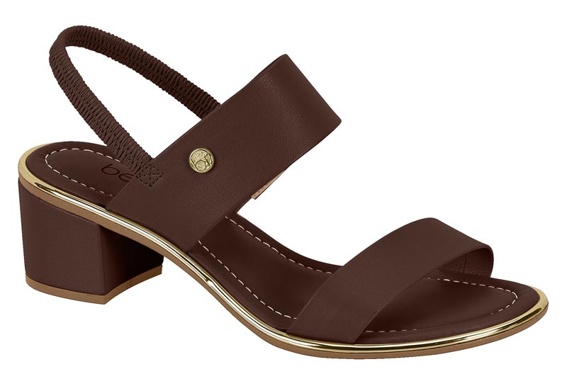 Sandalia Mujer Taco Medio Dos Tiras Chocolate Beira Rio