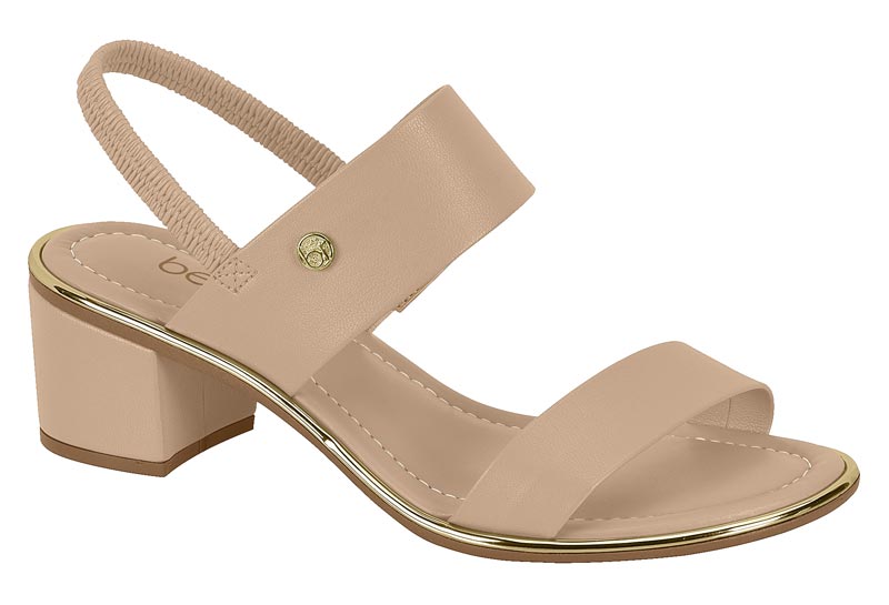Sandalia Mujer Taco Medio Dos Tiras Beige Beira Rio