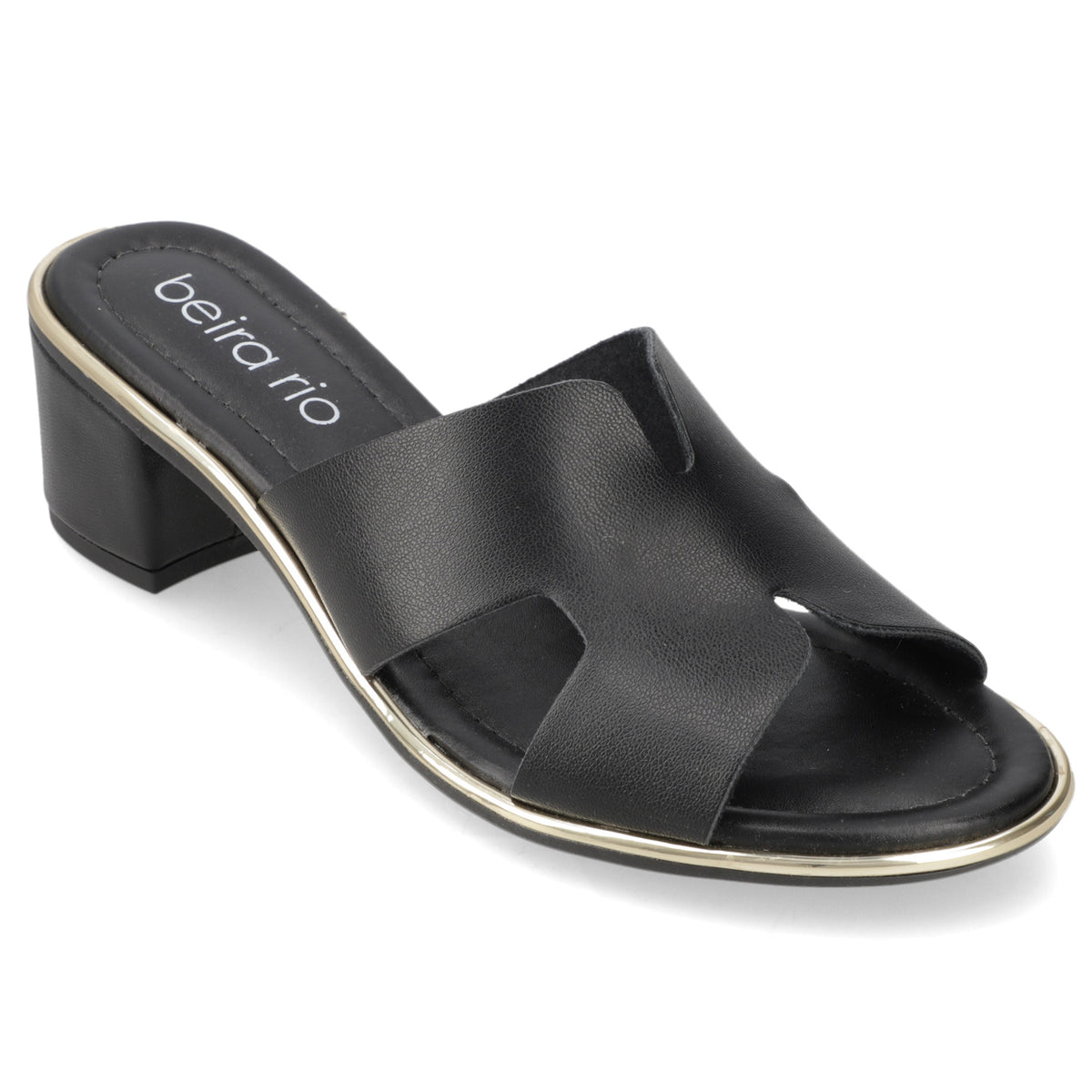 Sandalia Taco Ancho Medio Negro Beira Rio Ecocuero 35 / Negro