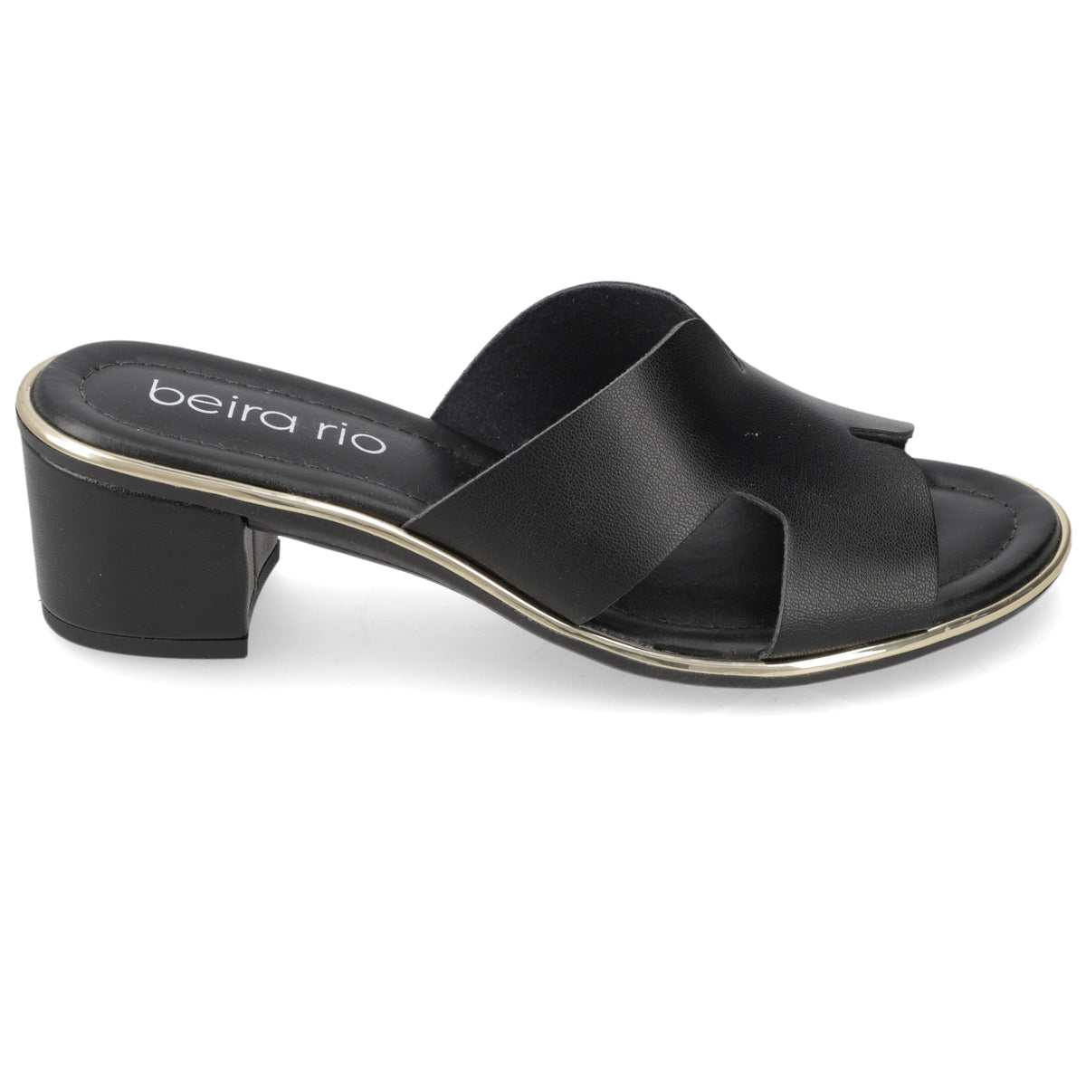 Sandalia Taco Ancho Medio Negro Beira Rio Ecocuero 35 / Negro