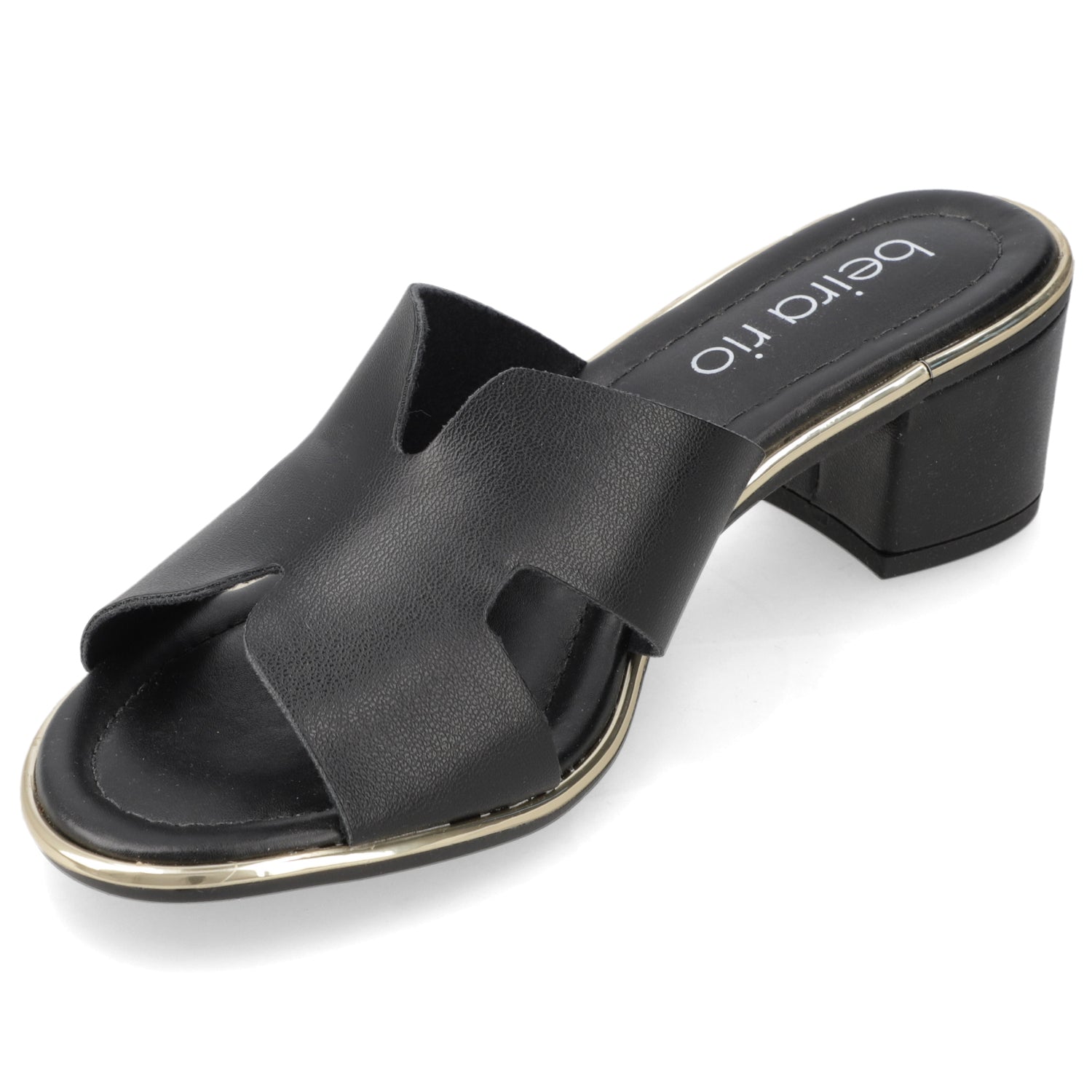 Sandalia Taco Ancho Medio Negro Beira Rio Ecocuero 35 / Negro