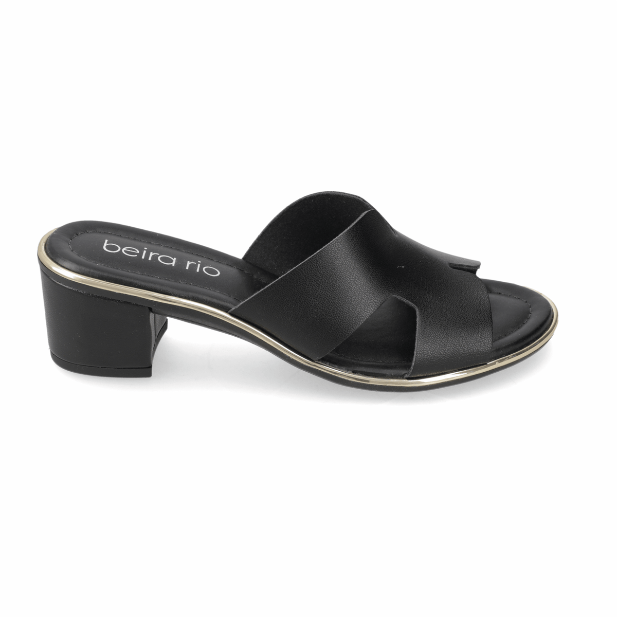 Sandalia Taco Ancho Medio Negro Beira Rio Ecocuero 35 / Negro