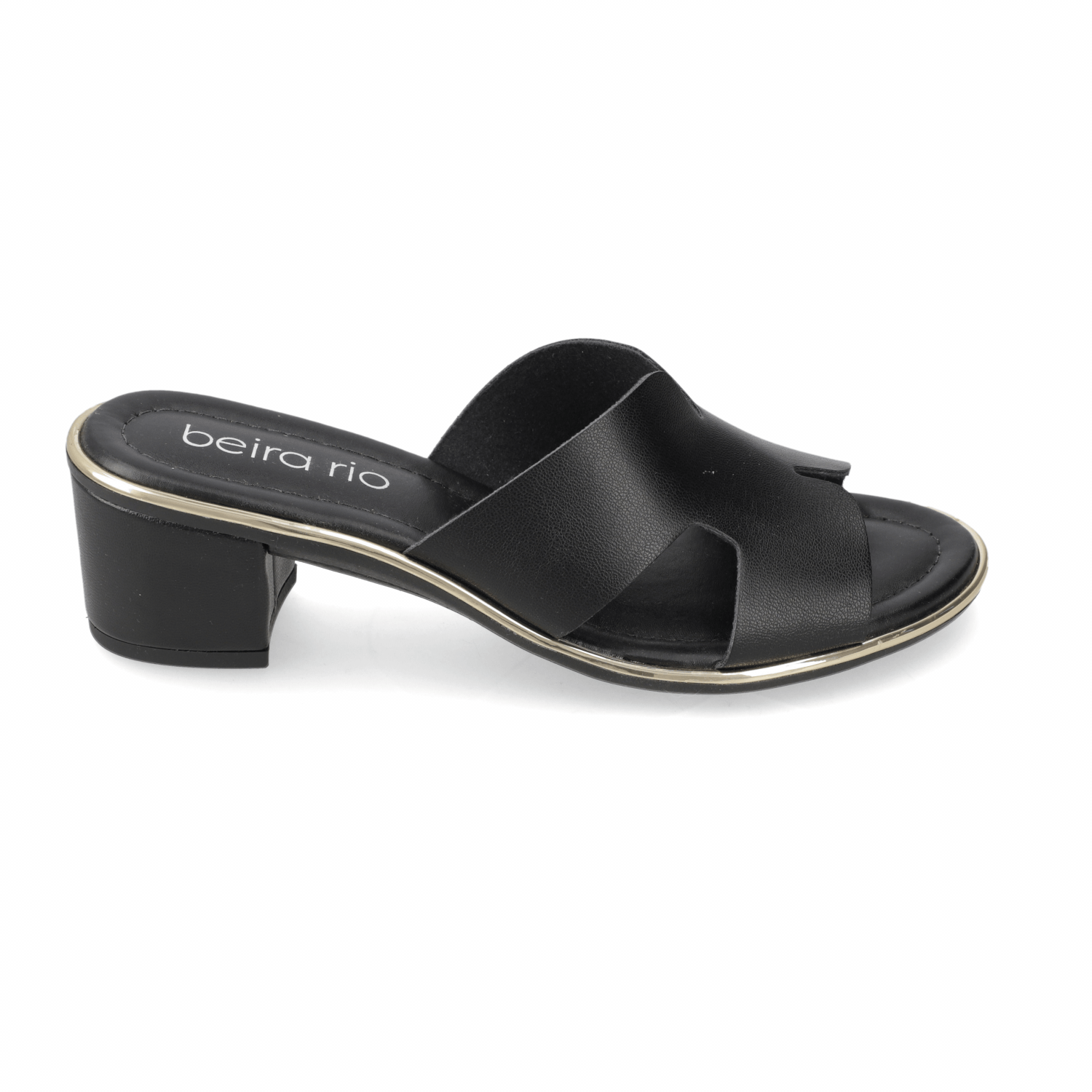 Sandalia Taco Ancho Medio Negro Beira Rio Ecocuero 35 / Negro