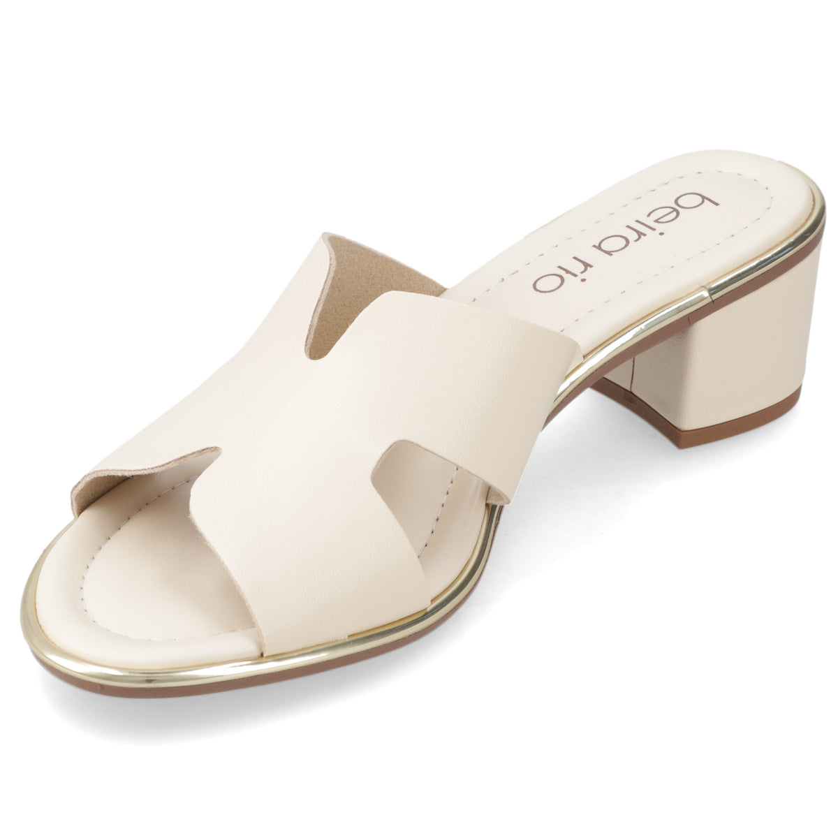 Sandalia Taco Ancho Medio Crema Beira Rio Ecocuero 35 / Crema