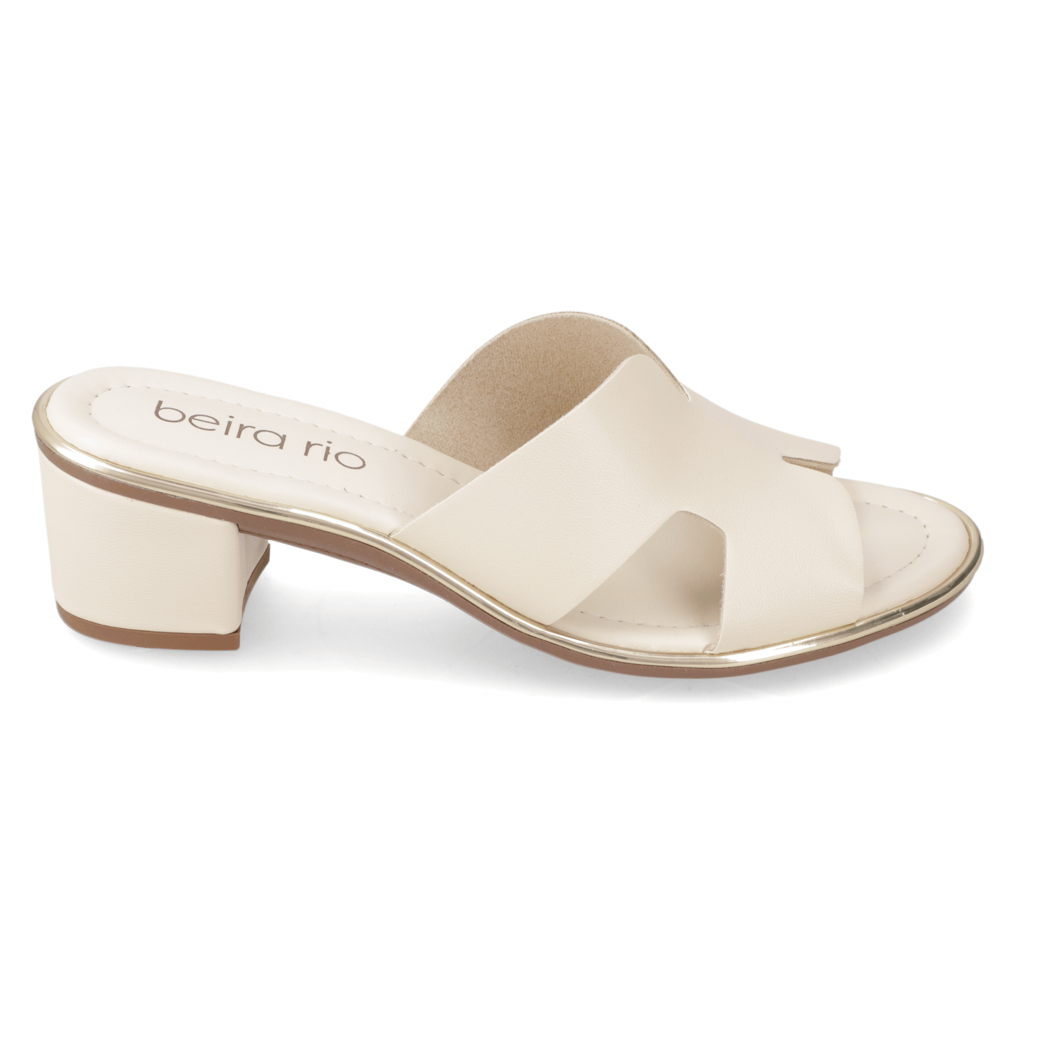 Sandalia Taco Ancho Medio Crema Beira Rio Ecocuero 35 / Crema