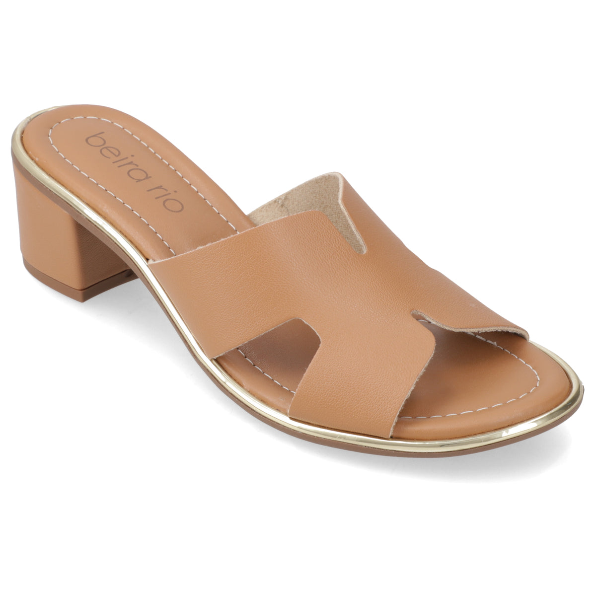 Sandalia Taco Ancho Medio Camel Beira Rio Ecocuero 35 / Camel