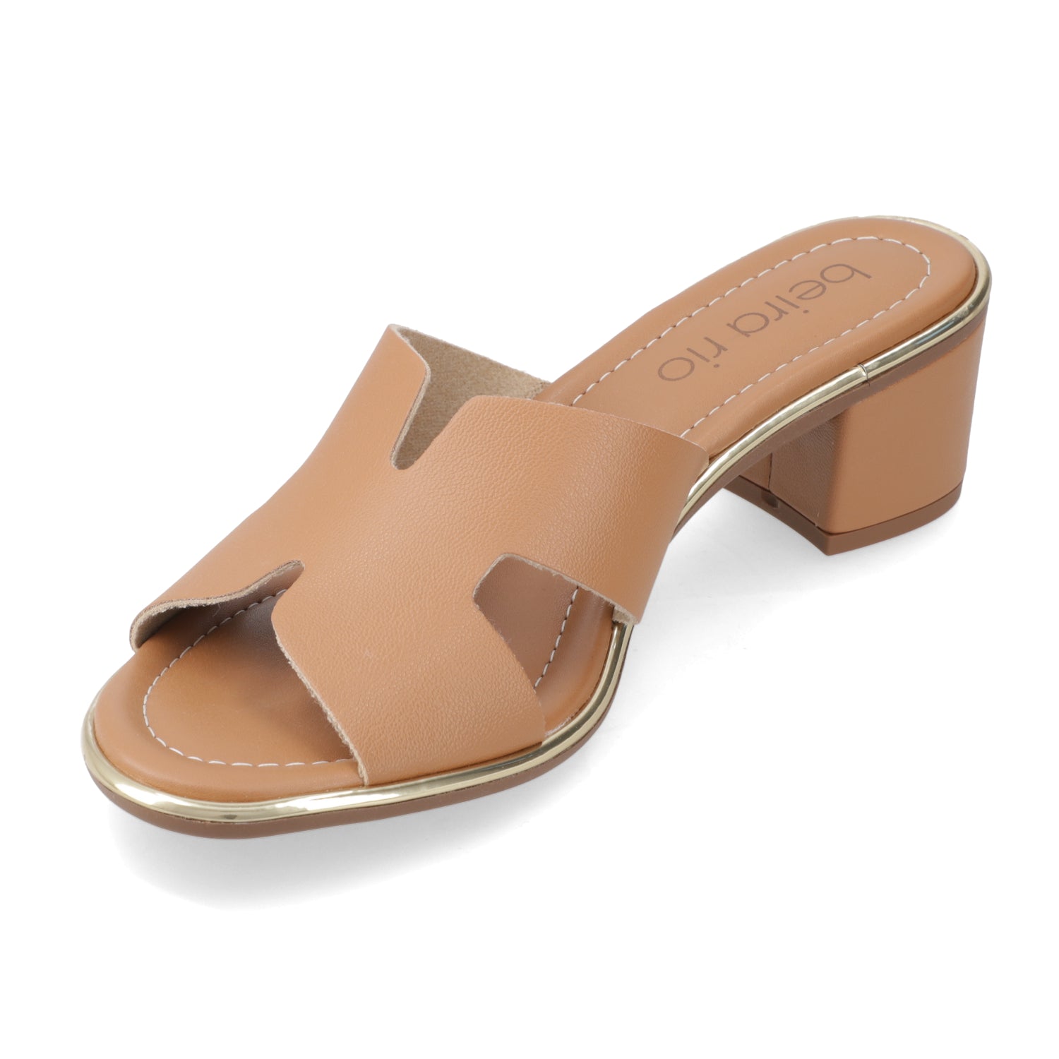 Sandalia Taco Ancho Medio Camel Beira Rio Ecocuero 35 / Camel