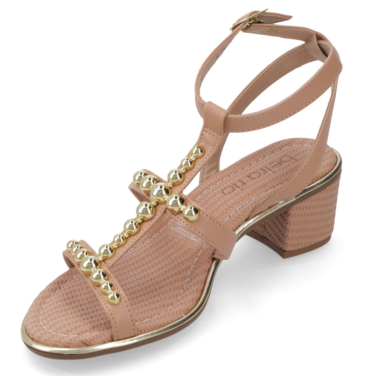 Sandalia Taco Ancho Medio Nude Beira Rio 35 / Nude