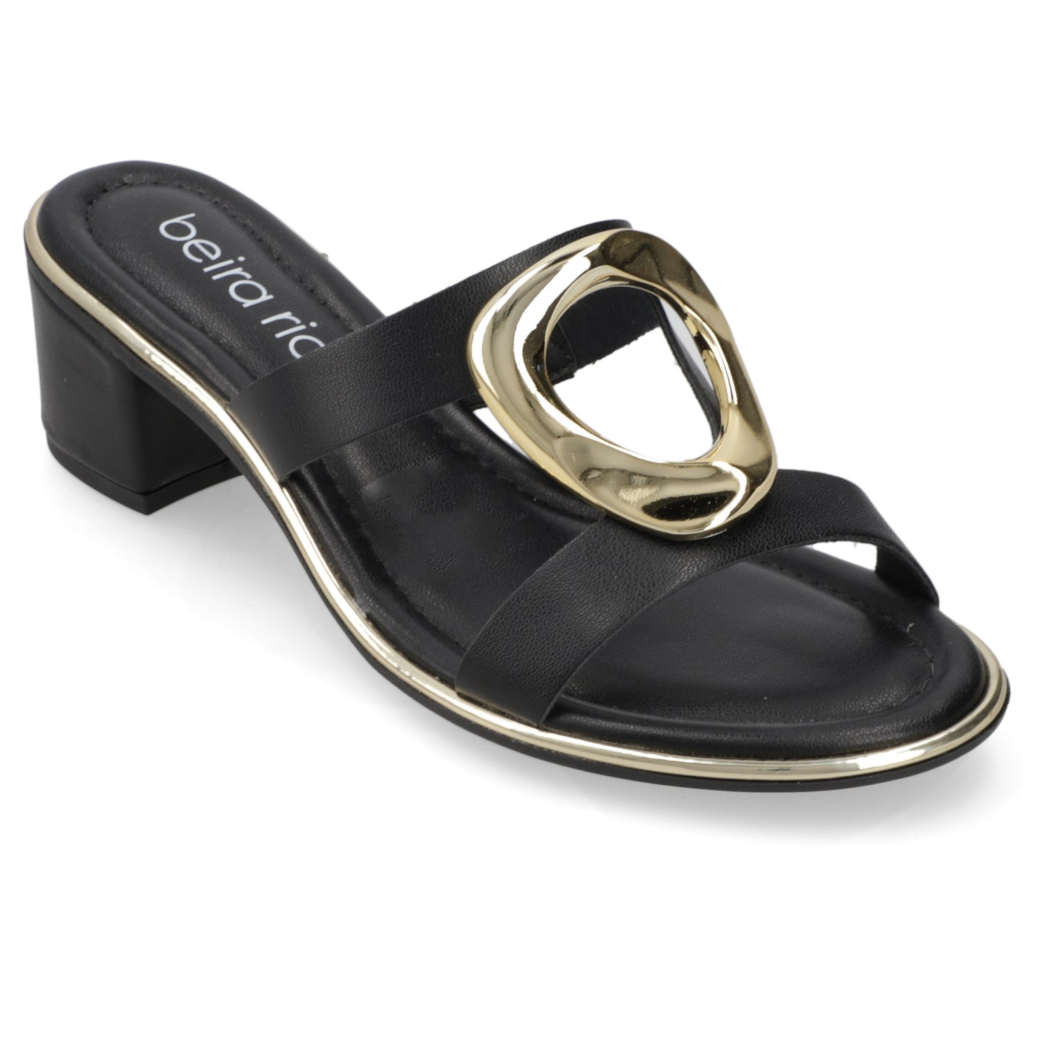 Sandalia Taco Ancho Medio Negro Beira Rio 35 / Negro