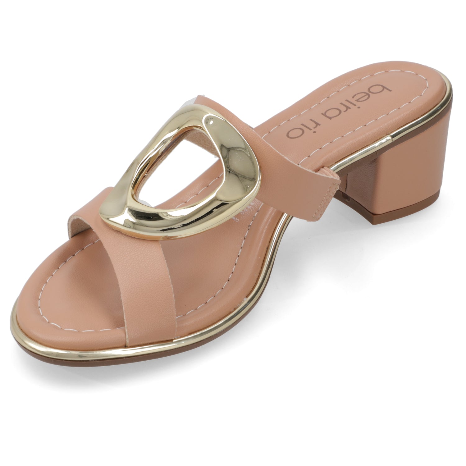 Sandalia Taco Ancho Medio Nude Beira Rio 35 / Nude