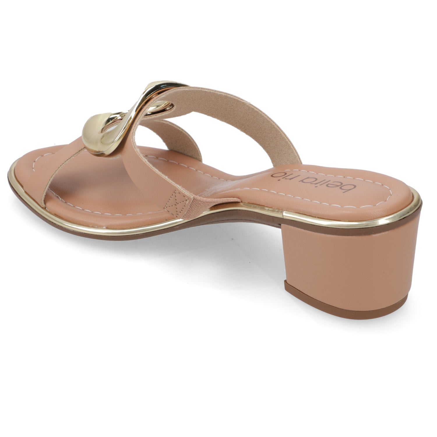 Sandalia Taco Ancho Medio Nude Beira Rio 35 / Nude