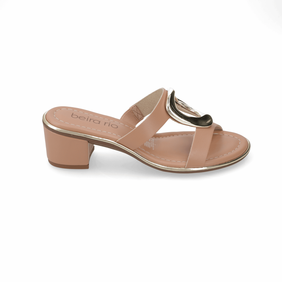 Sandalia Taco Ancho Medio Nude Beira Rio 35 / Nude