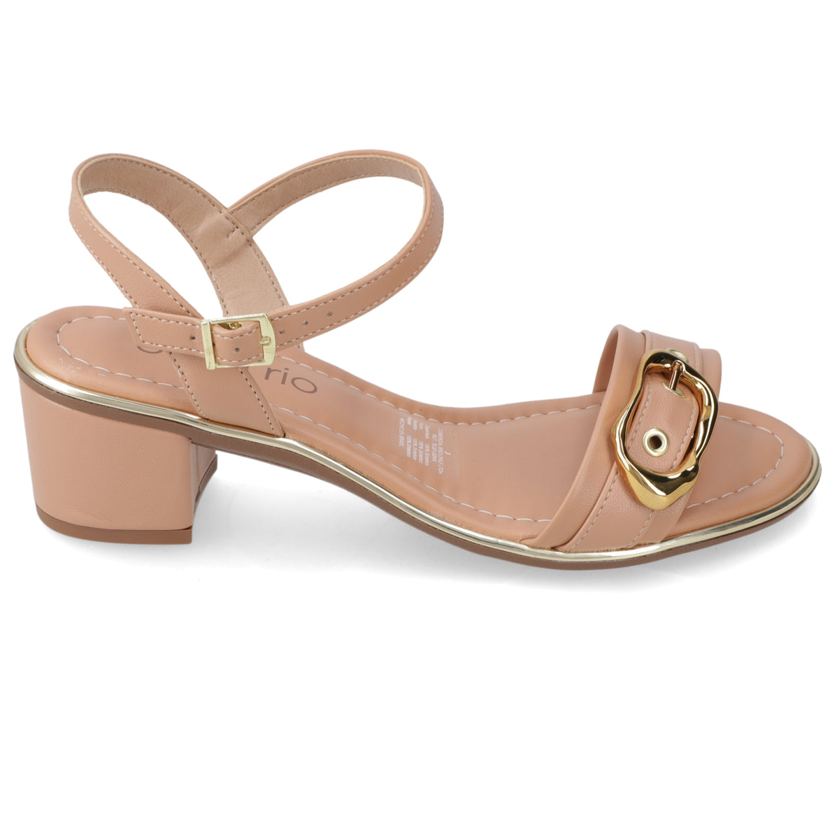 Sandalia Taco Ancho Medio Nude Beira Rio 35 / Nude