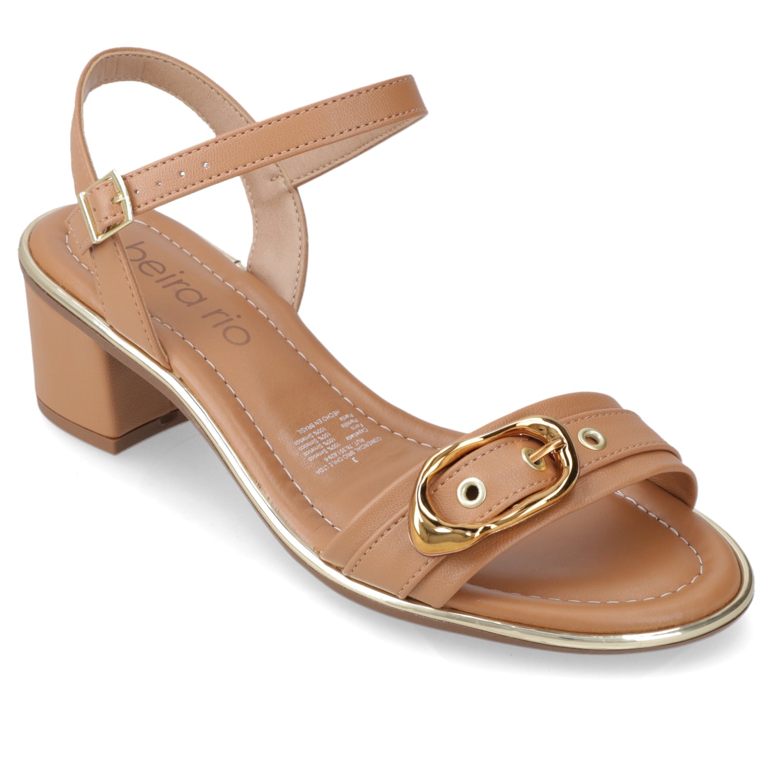 Sandalia Taco Ancho Medio Camel Beira Rio 35 / Camel