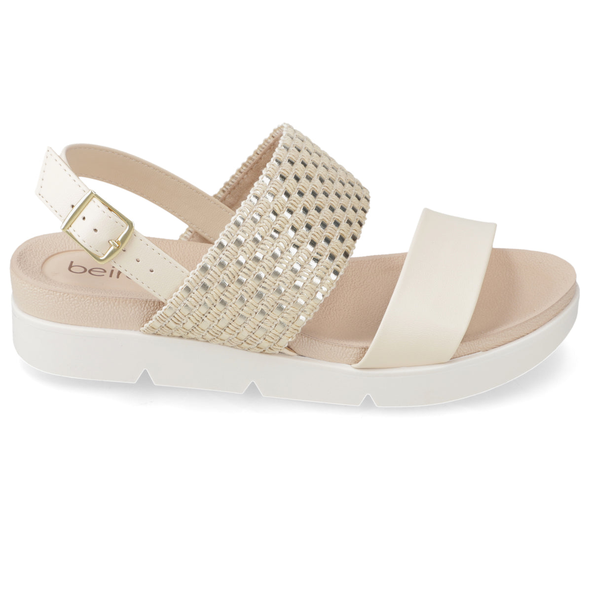 Sandalia Crema Beira Rio Ecocuero 35 / Crema