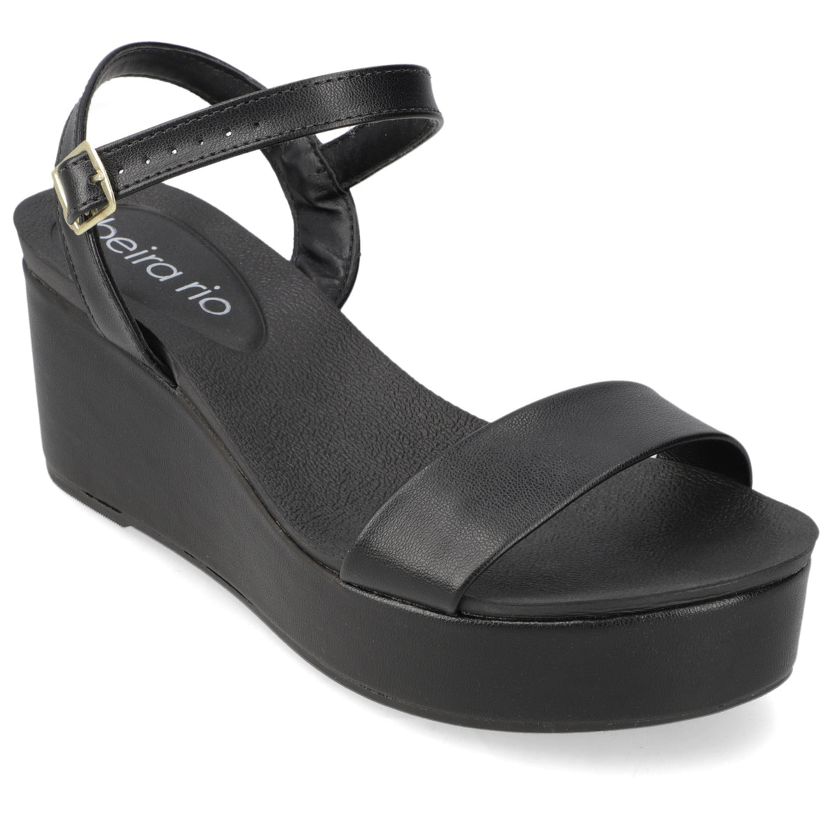 Sandalia Taco Cuña Negro Beira Rio Ecocuero 35 / Negro