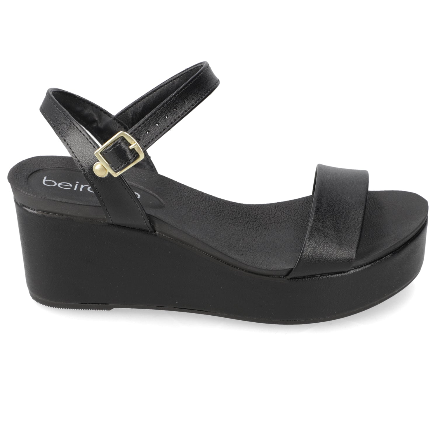 Sandalia Taco Cuña Negro Beira Rio Ecocuero 35 / Negro