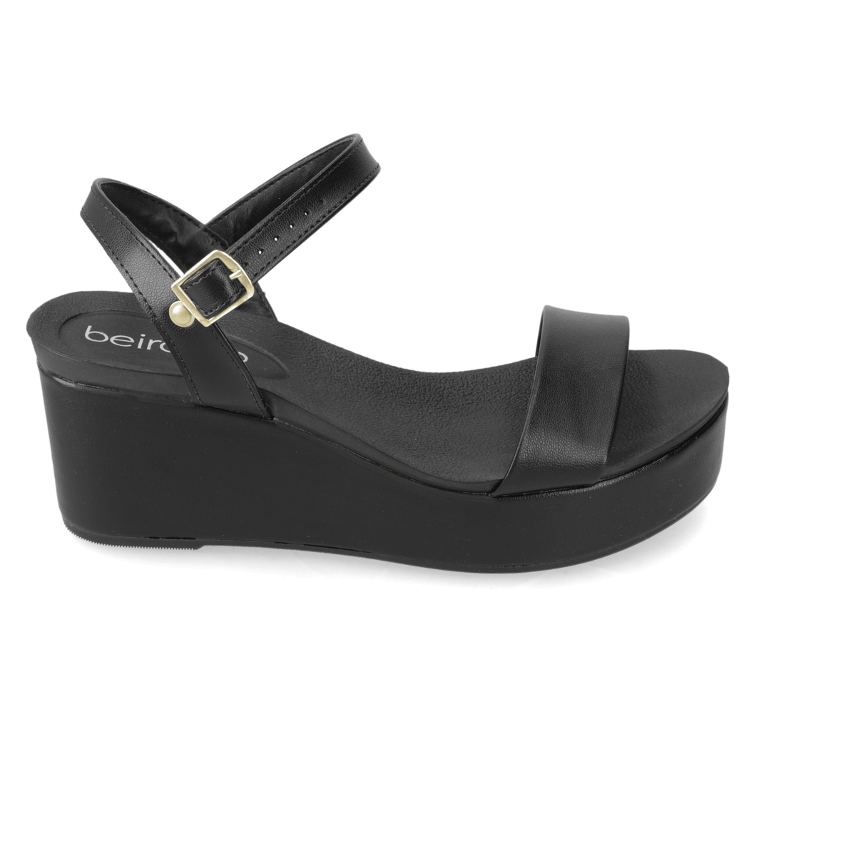 Sandalia Taco Cuña Negro Beira Rio Ecocuero 35 / Negro