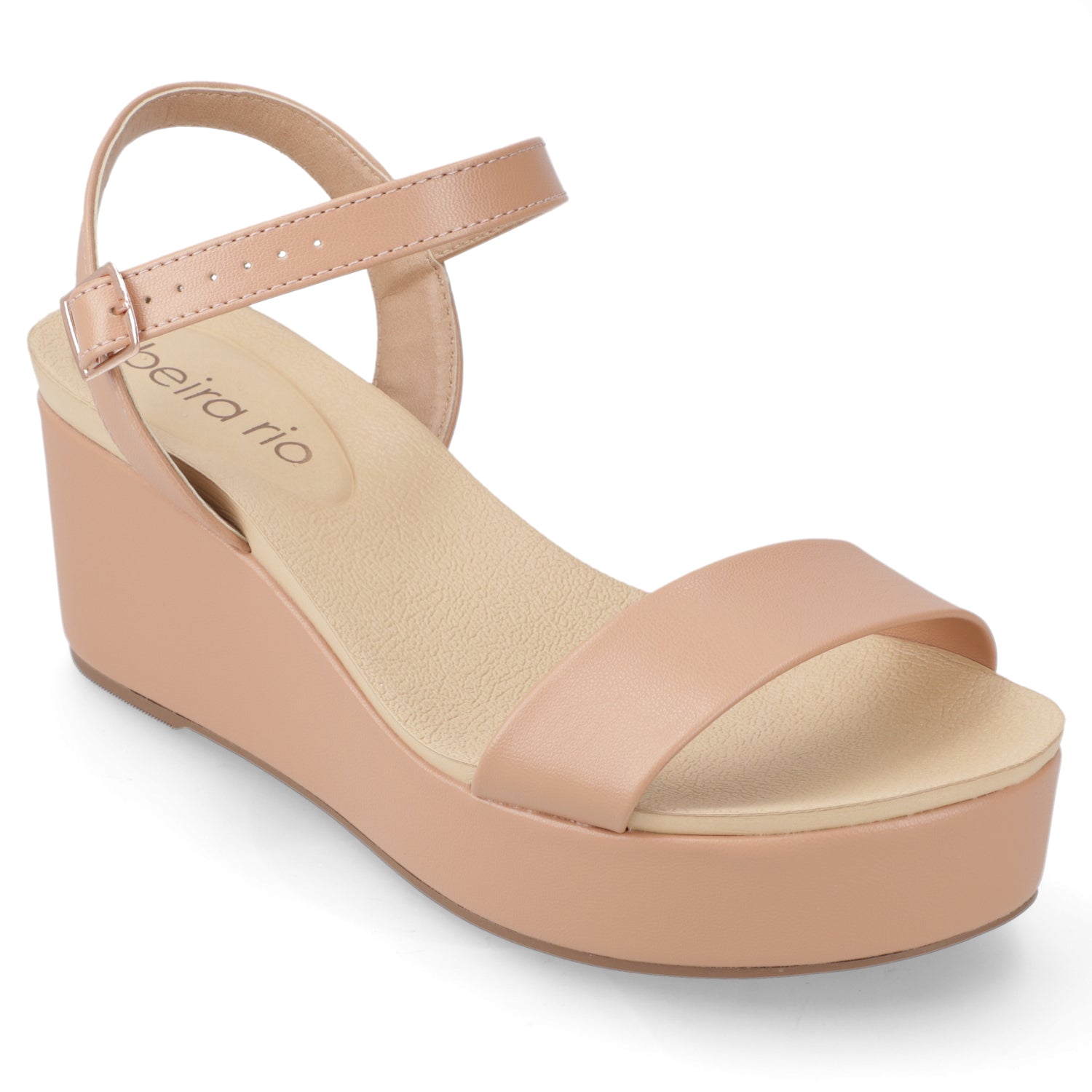Sandalia Taco Cuña Nude Beira Rio Ecocuero 35 / Nude