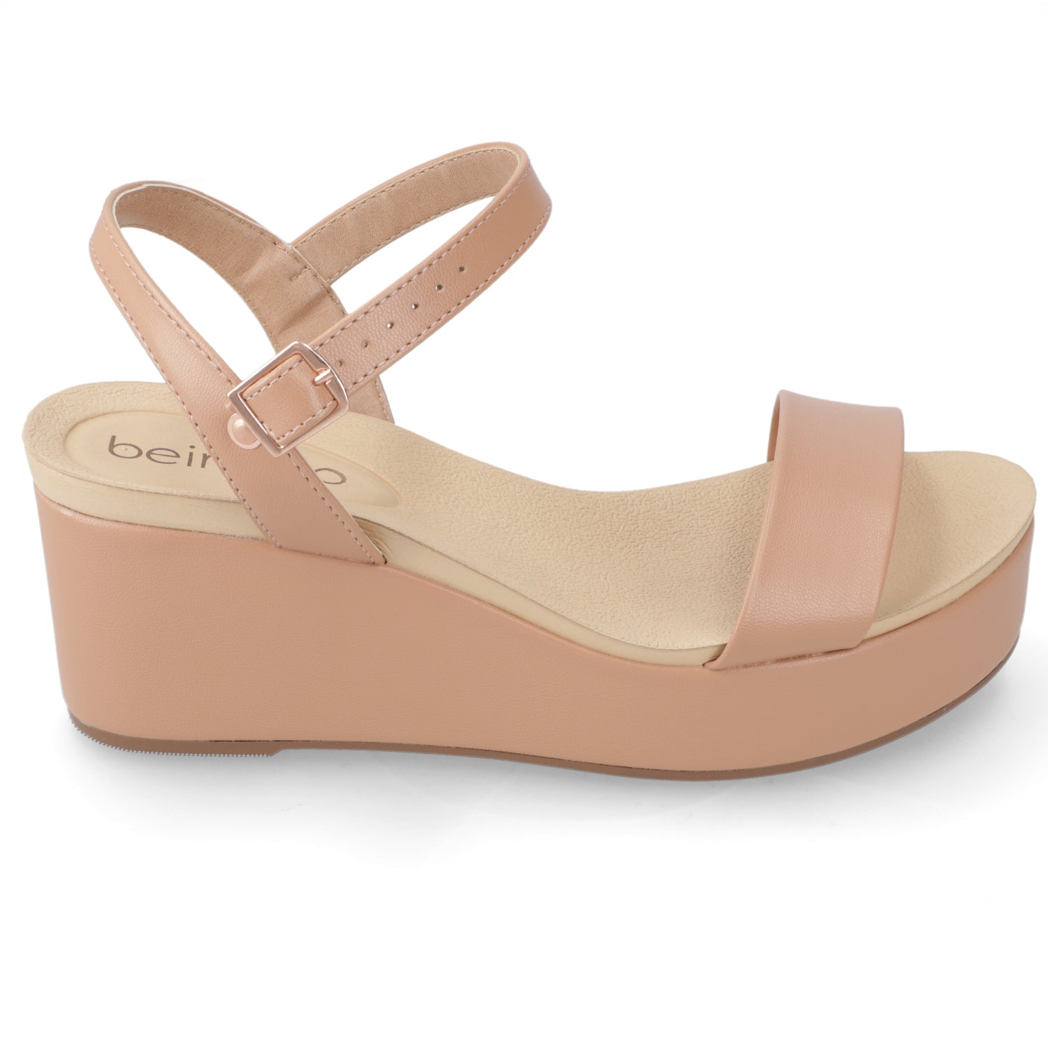 Sandalia Taco Cuña Nude Beira Rio Ecocuero 35 / Nude