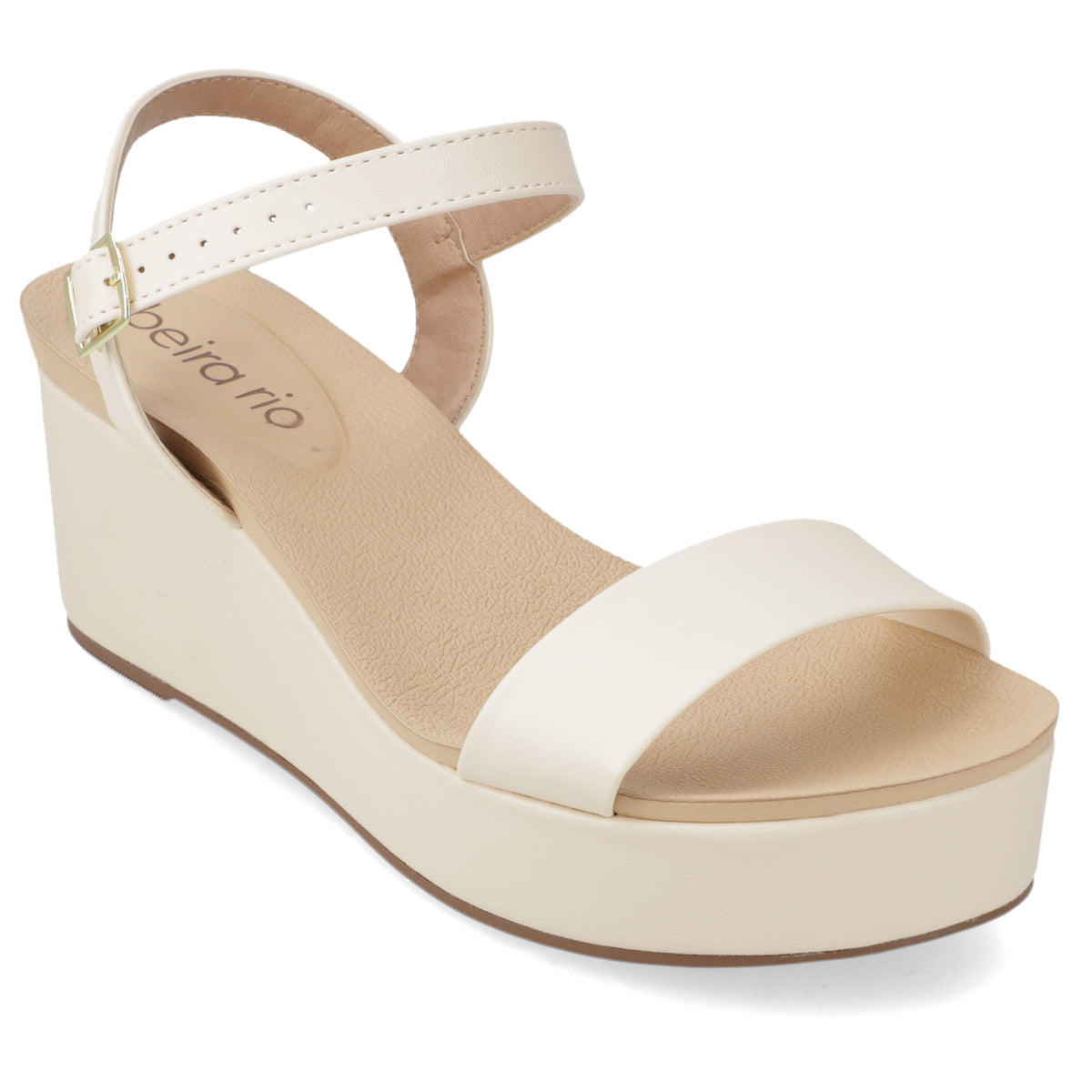 Sandalia Taco Cuña Crema Beira Rio Ecocuero 35 / Crema