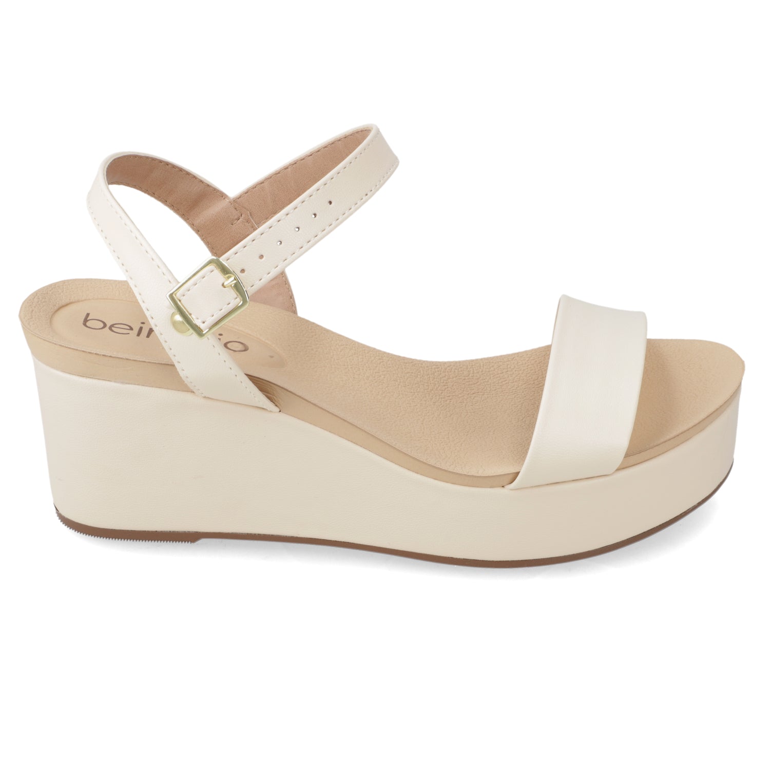 Sandalia Taco Cuña Crema Beira Rio Ecocuero 35 / Crema