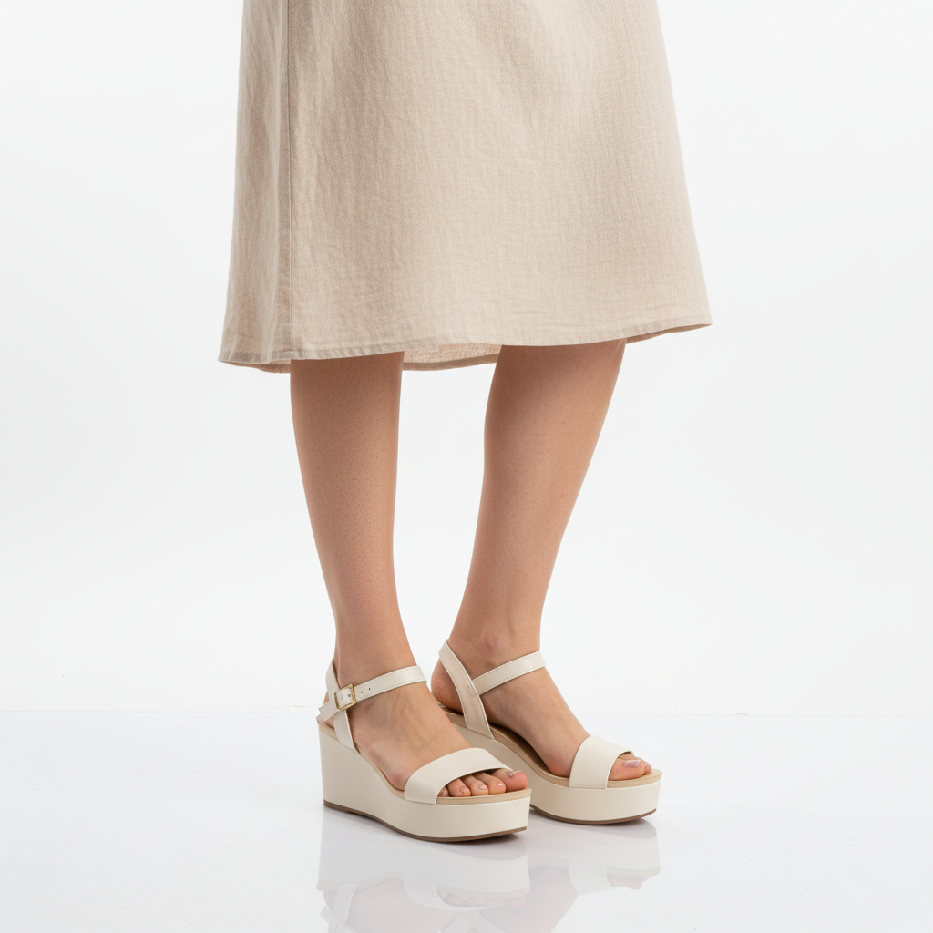 Sandalias Cuña Samos Con Pala Blanca Y Cuña Popa