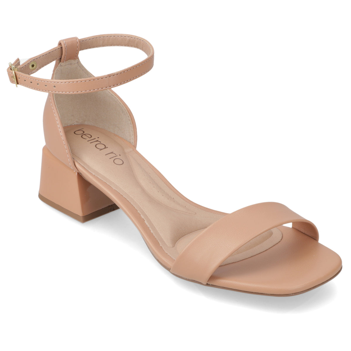 Sandalia Taco Ancho Bajo Nude Beira Rio 35 / Nude