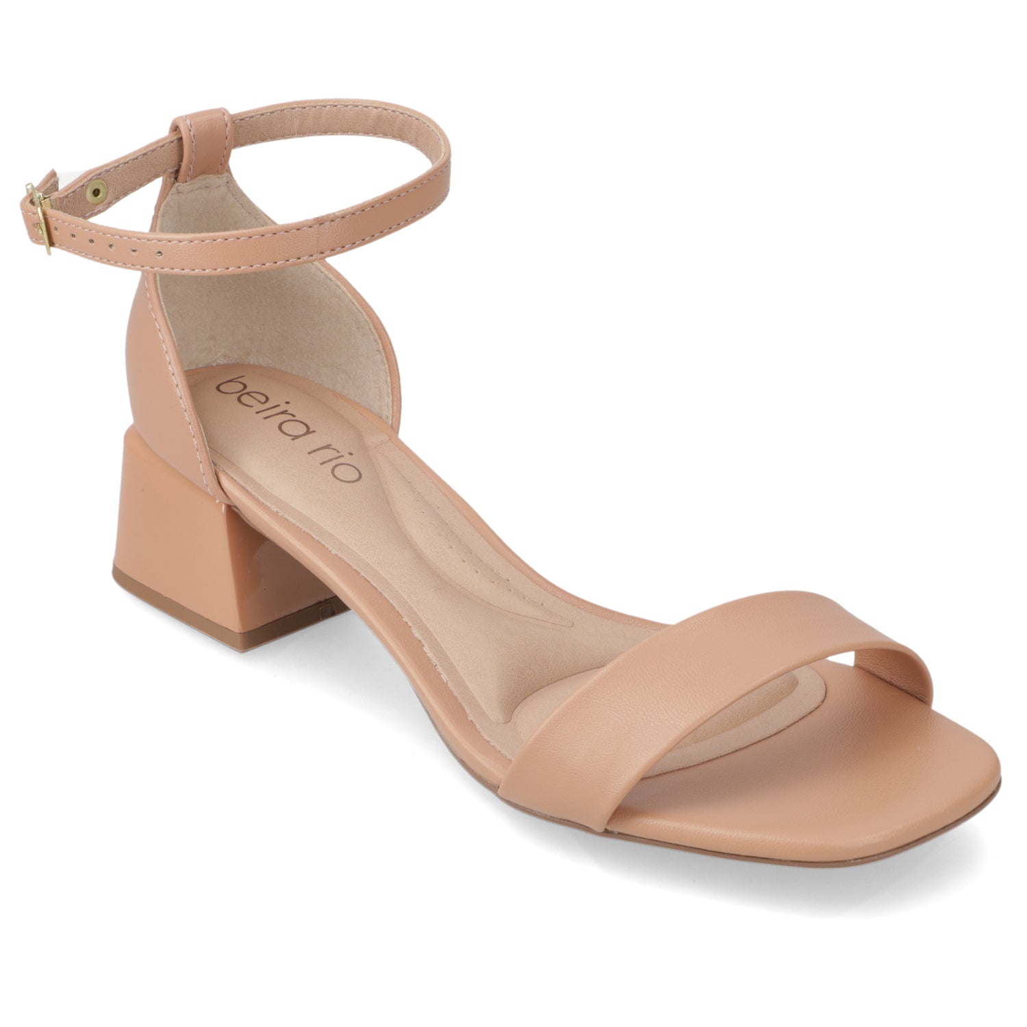 Sandalia Taco Ancho Bajo Nude Beira Rio 35 / Nude