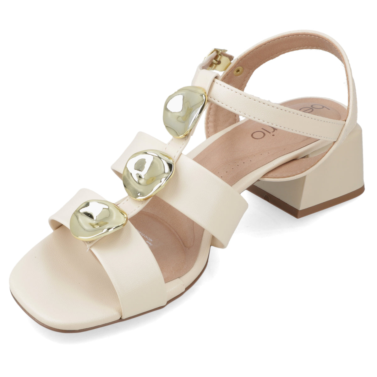 Sandalia Taco Ancho Bajo Crema Beira Rio Ecocuero 35 / Crema