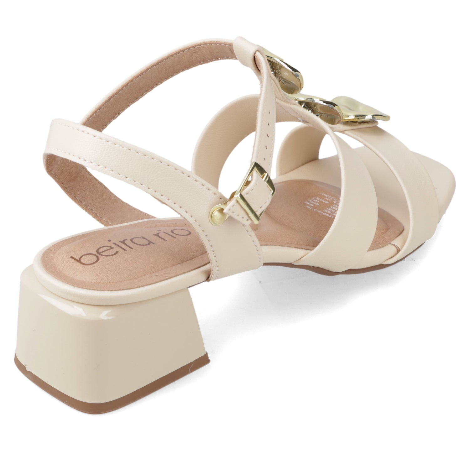 Sandalia Taco Ancho Bajo Crema Beira Rio Ecocuero 35 / Crema