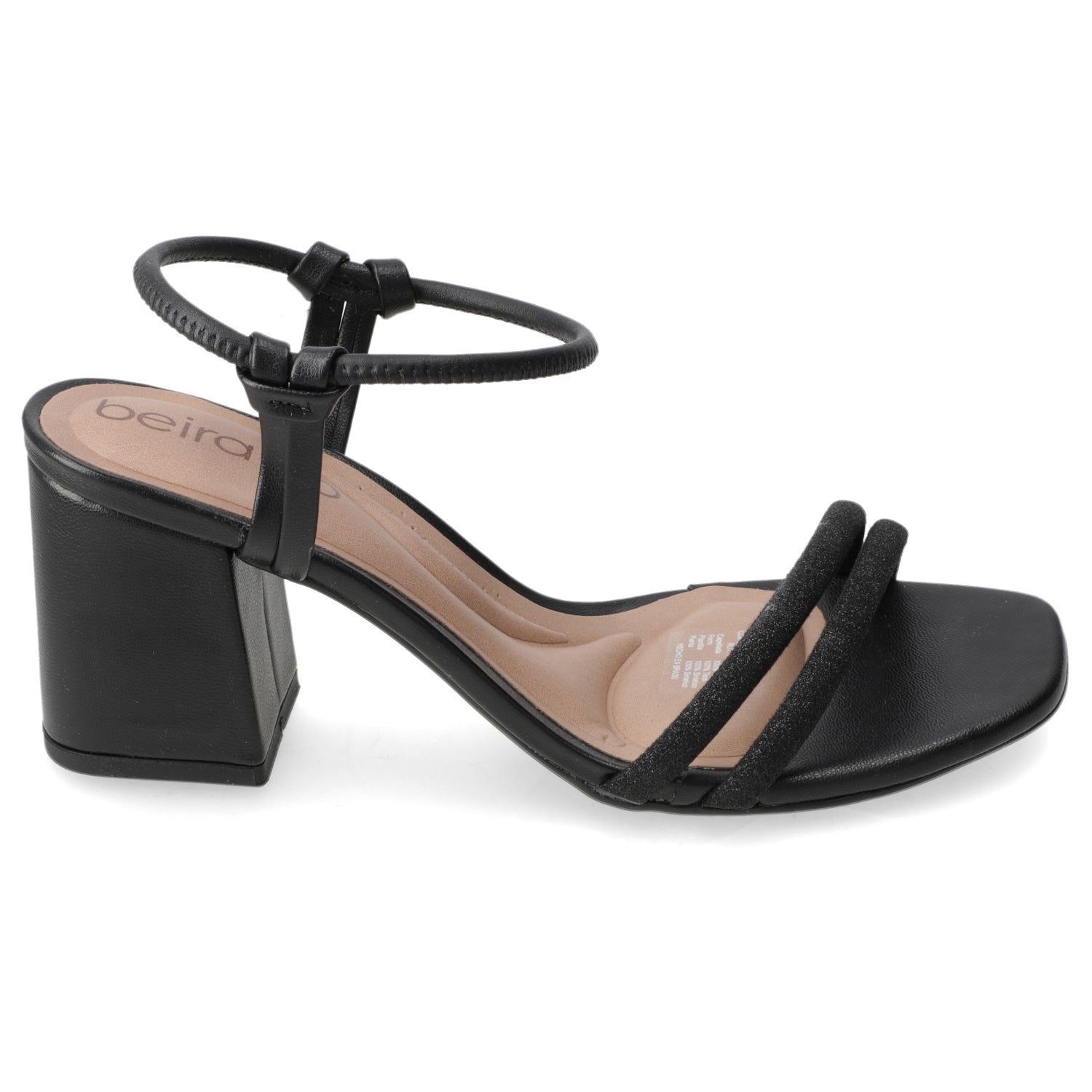 Sandalia Taco Ancho Medio Negro Beira Rio Ecocuero 34 / Negro