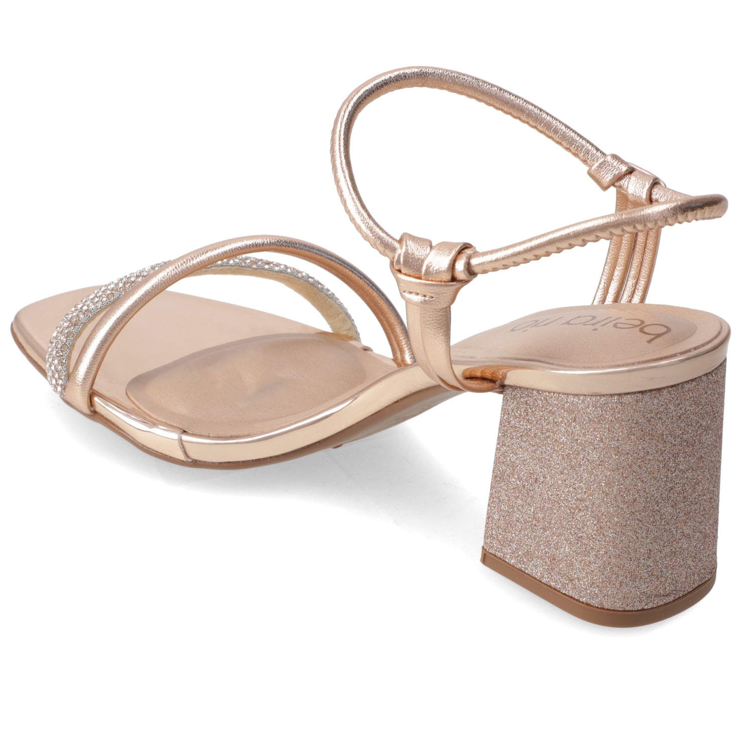 Sandalia Taco Ancho Medio Rose Gold Beira Rio Ecocuero Metalizado 34 / Rose Gold
