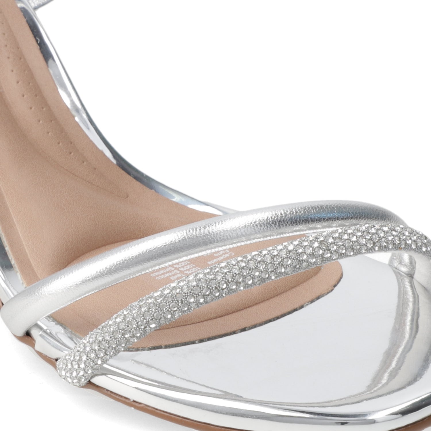 Sandalia Taco Ancho Eco Cuero Plateado 35