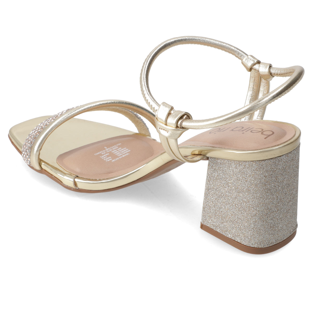 Sandalia Taco Ancho Eco Cuero Dorado 35