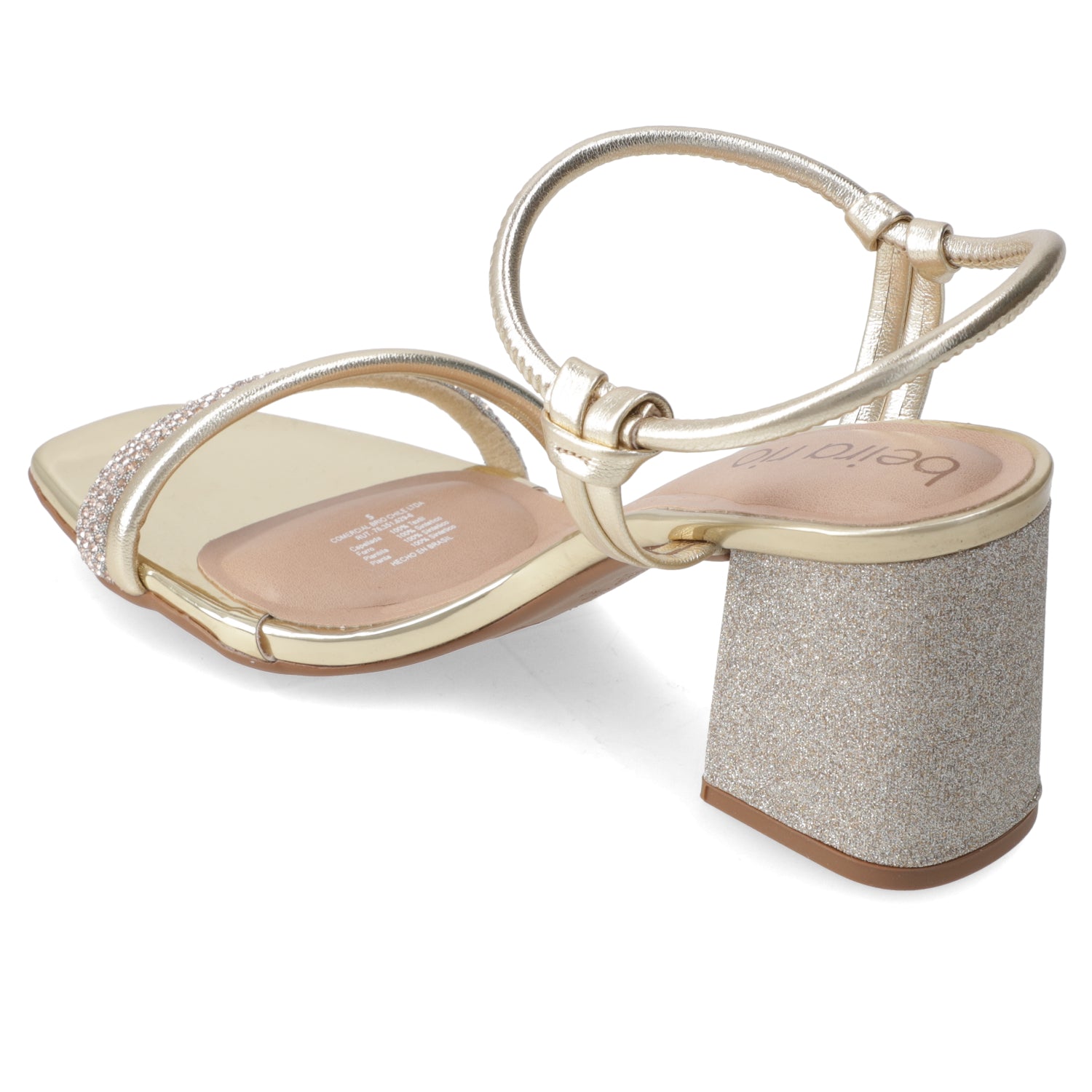 Sandalia Taco Ancho Eco Cuero Dorado 35