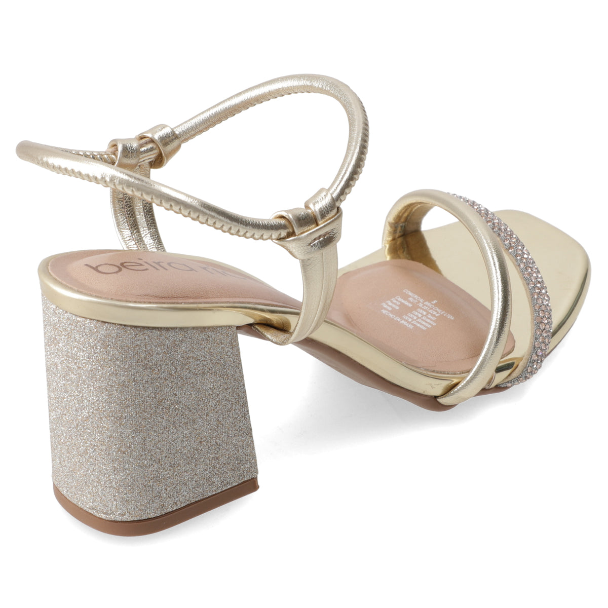 Sandalia Taco Ancho Eco Cuero Dorado 35