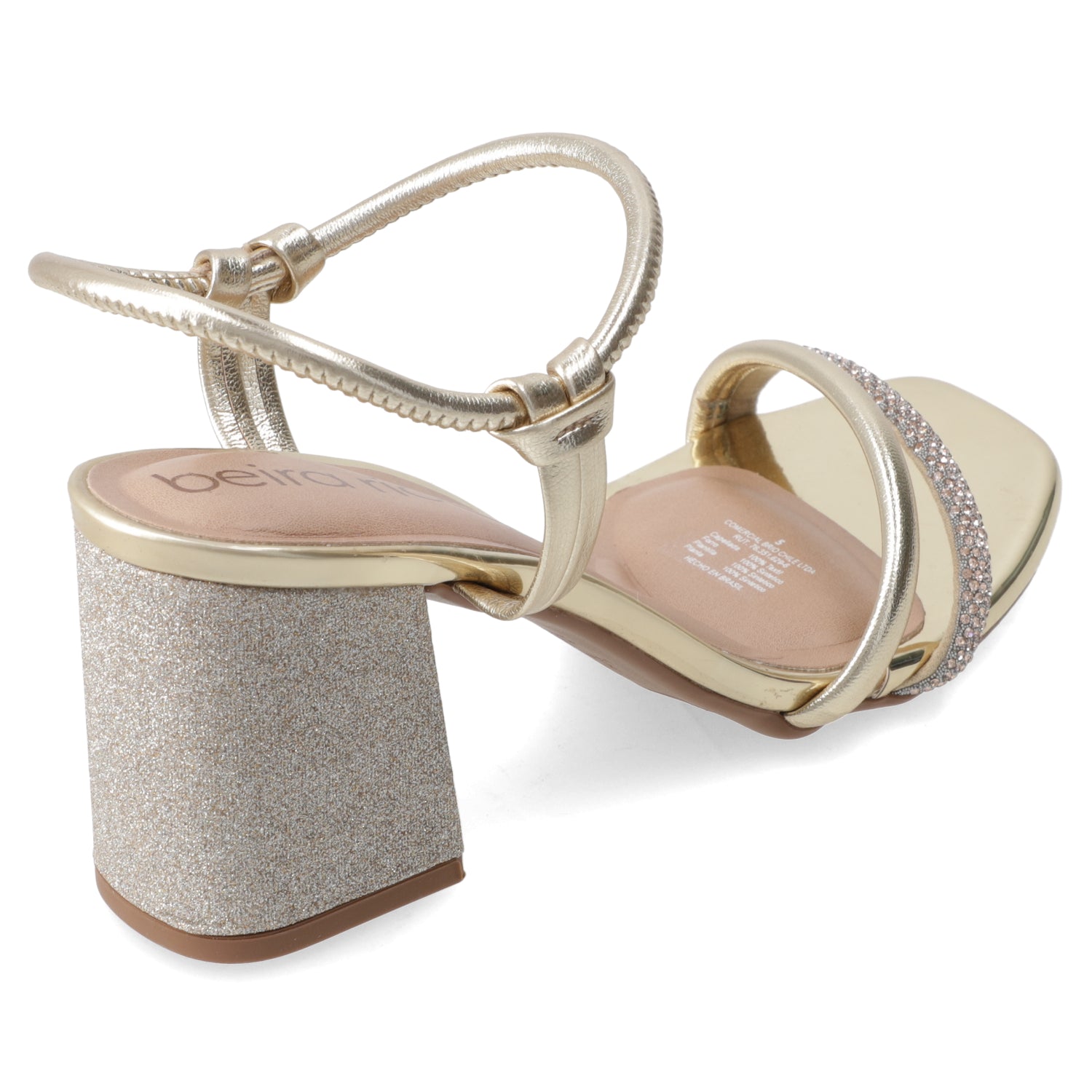 Sandalia Taco Ancho Eco Cuero Dorado 35