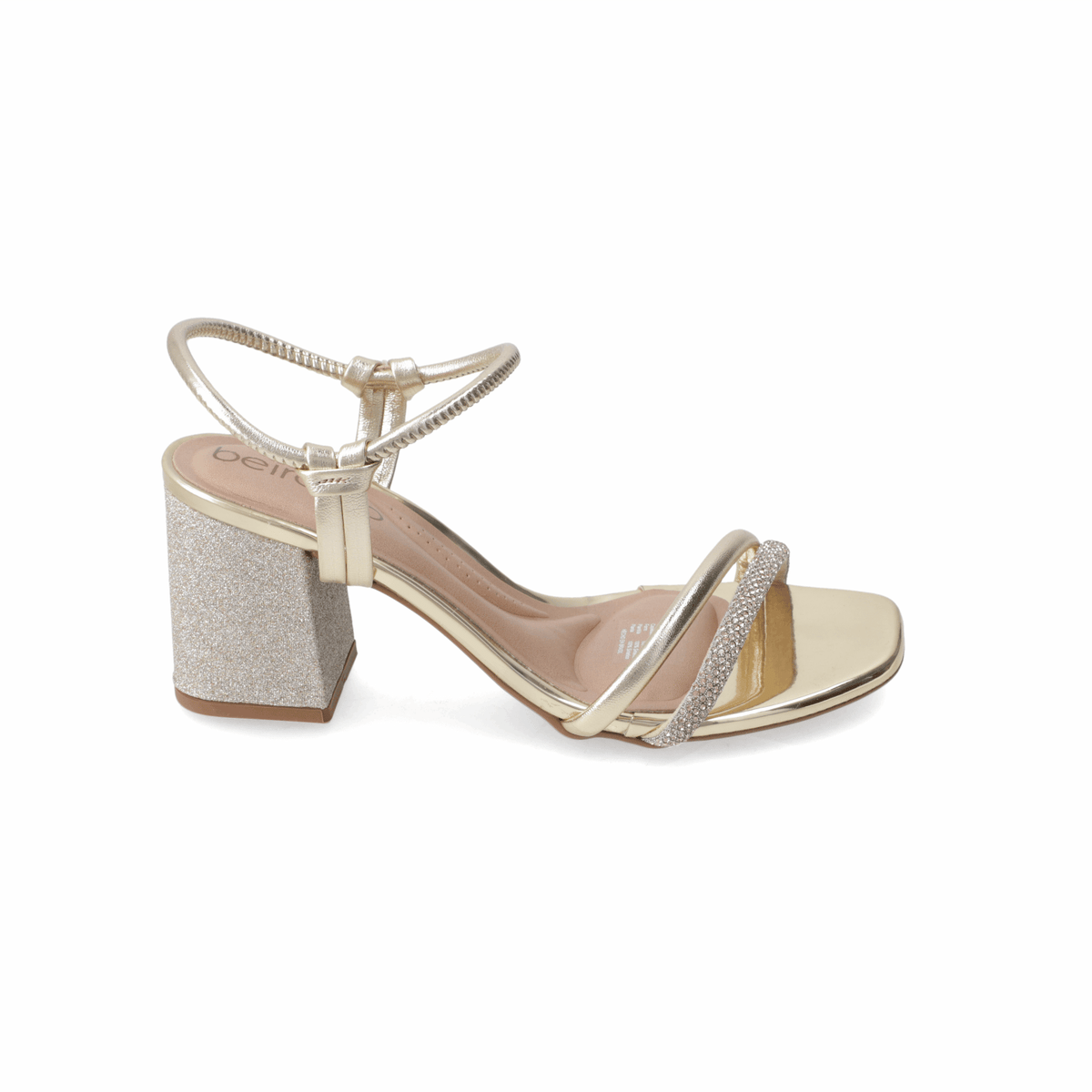 Sandalia Taco Ancho Eco Cuero Dorado 35