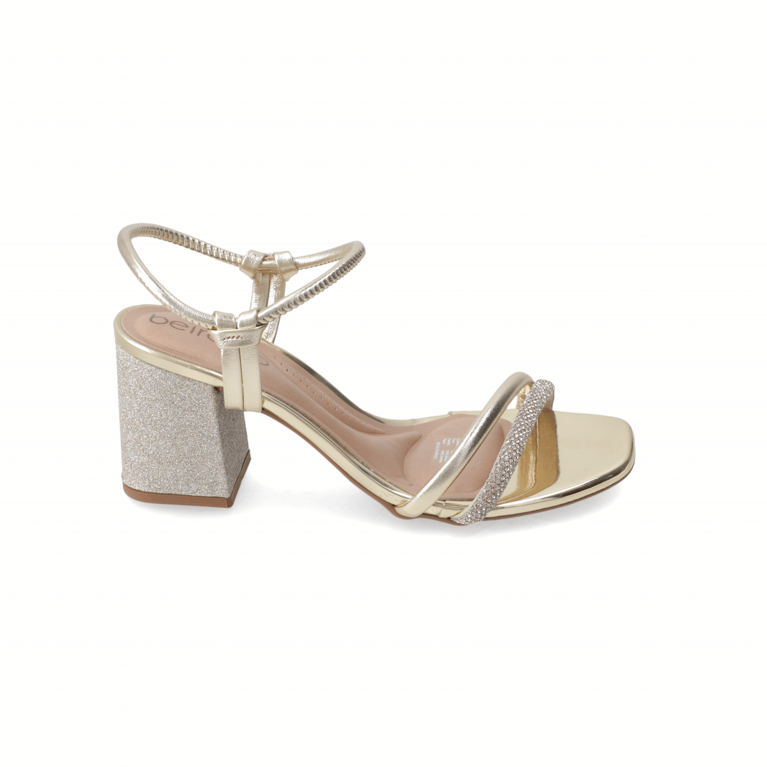 Sandalia Taco Ancho Eco Cuero Dorado 35