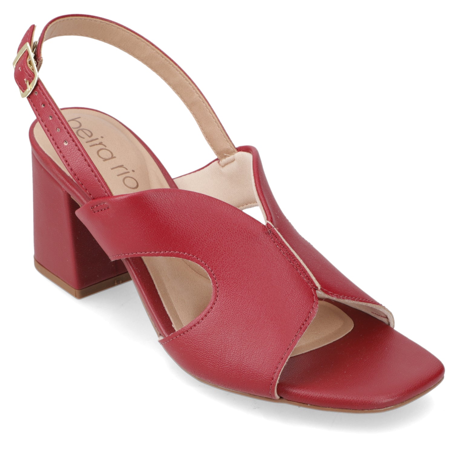 Sandalia Taco Ancho Medio Cereza Beira Rio Ecocuero 34 / Cereza