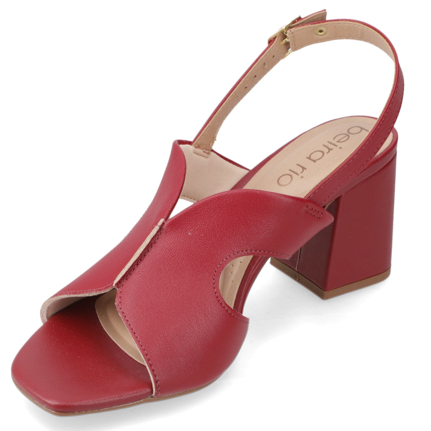 Sandalia Taco Ancho Medio Cereza Beira Rio Ecocuero 34 / Cereza