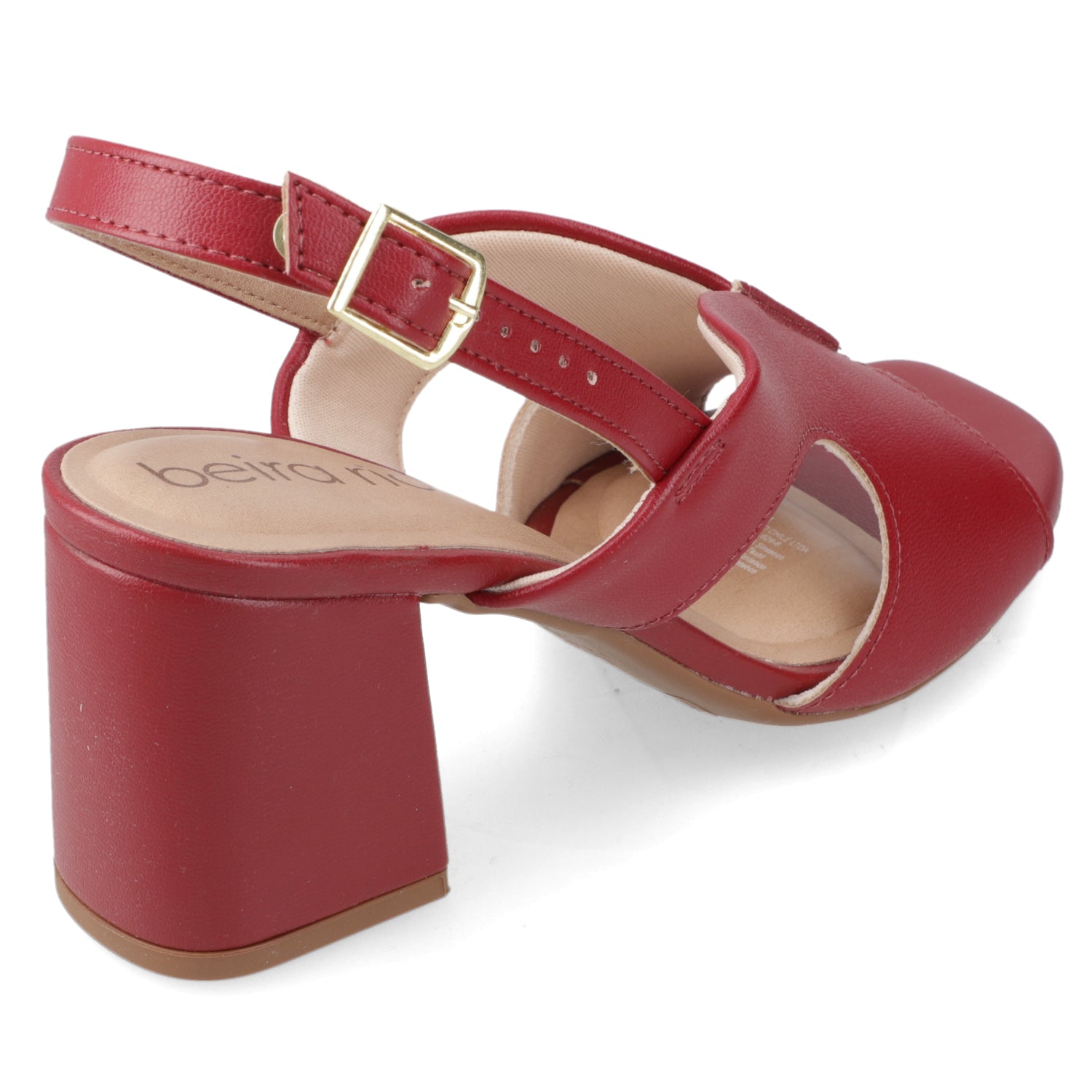 Sandalia Taco Ancho Medio Cereza Beira Rio Ecocuero 34 / Cereza