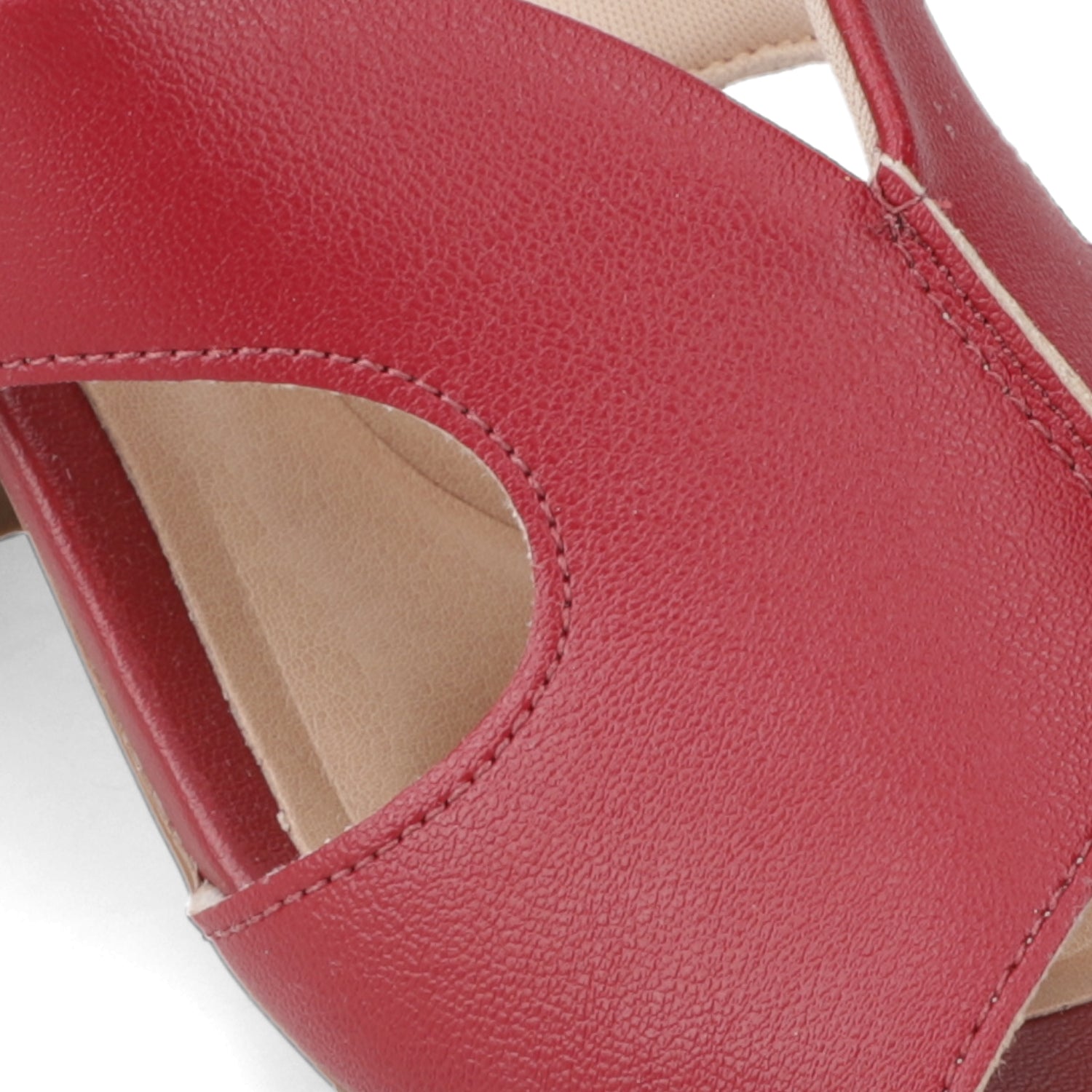 Sandalia Taco Ancho Medio Cereza Beira Rio Ecocuero 34 / Cereza