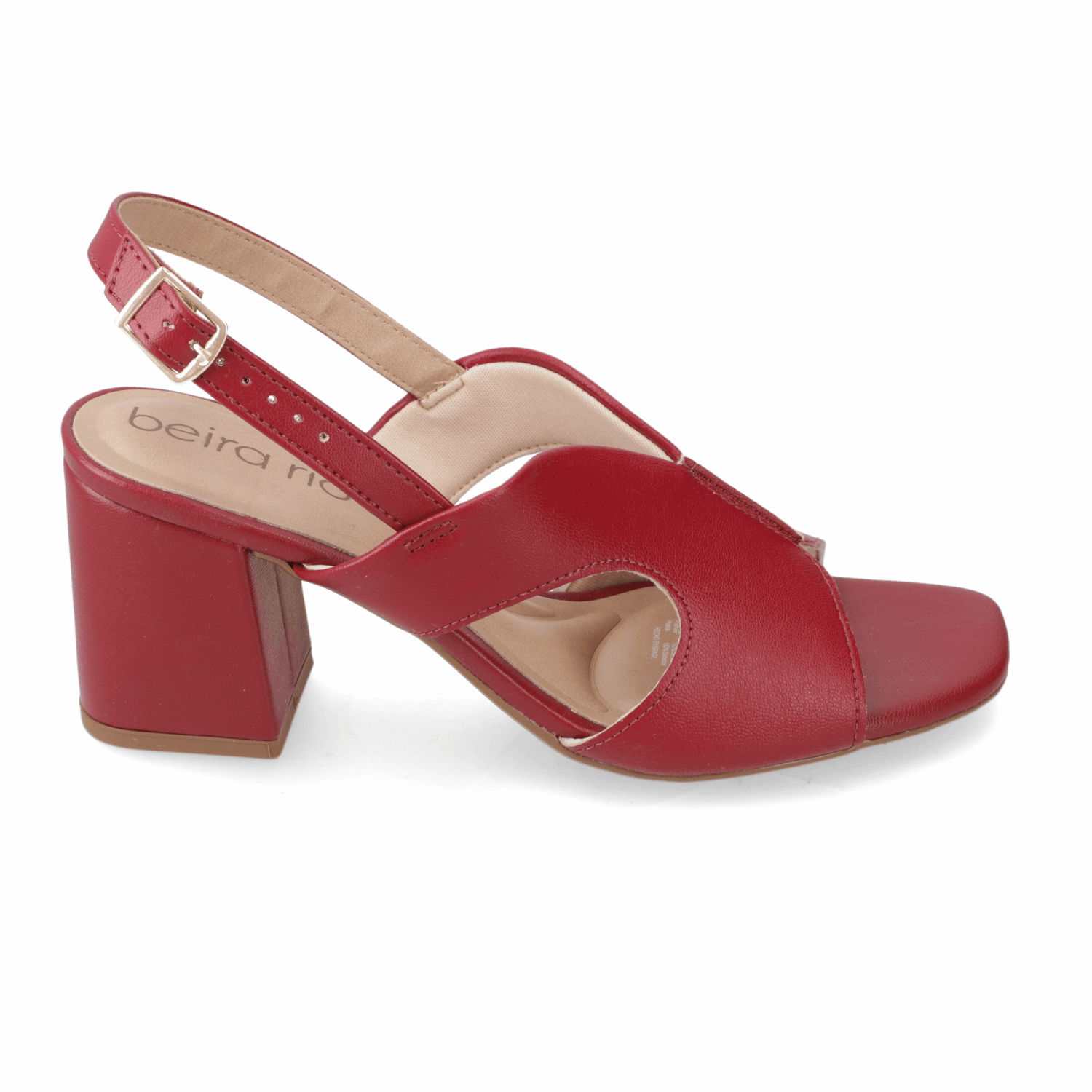 Sandalia Taco Ancho Medio Cereza Beira Rio Ecocuero 34 / Cereza