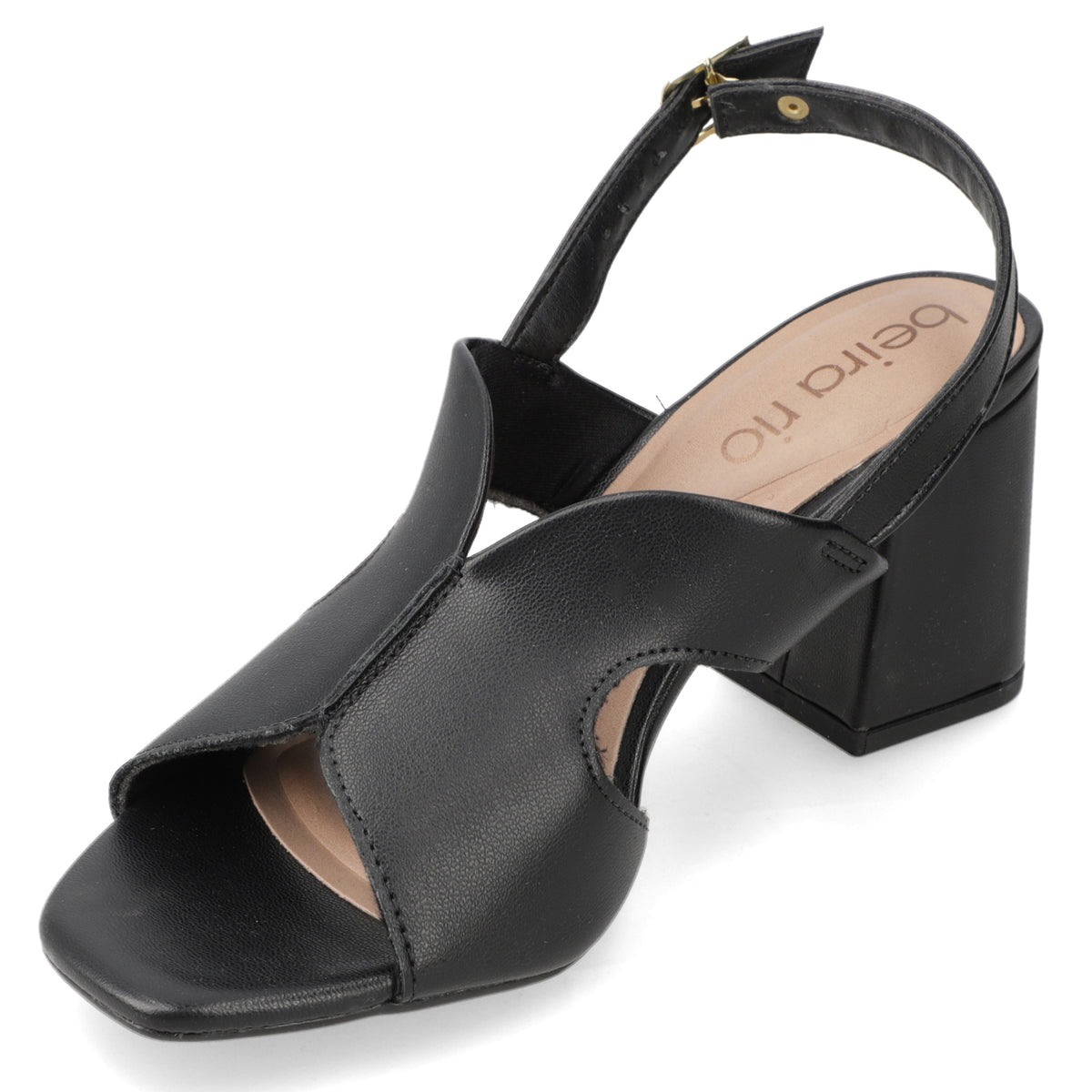 Sandalia Taco Ancho Medio Negro Beira Rio Ecocuero 34 / Negro