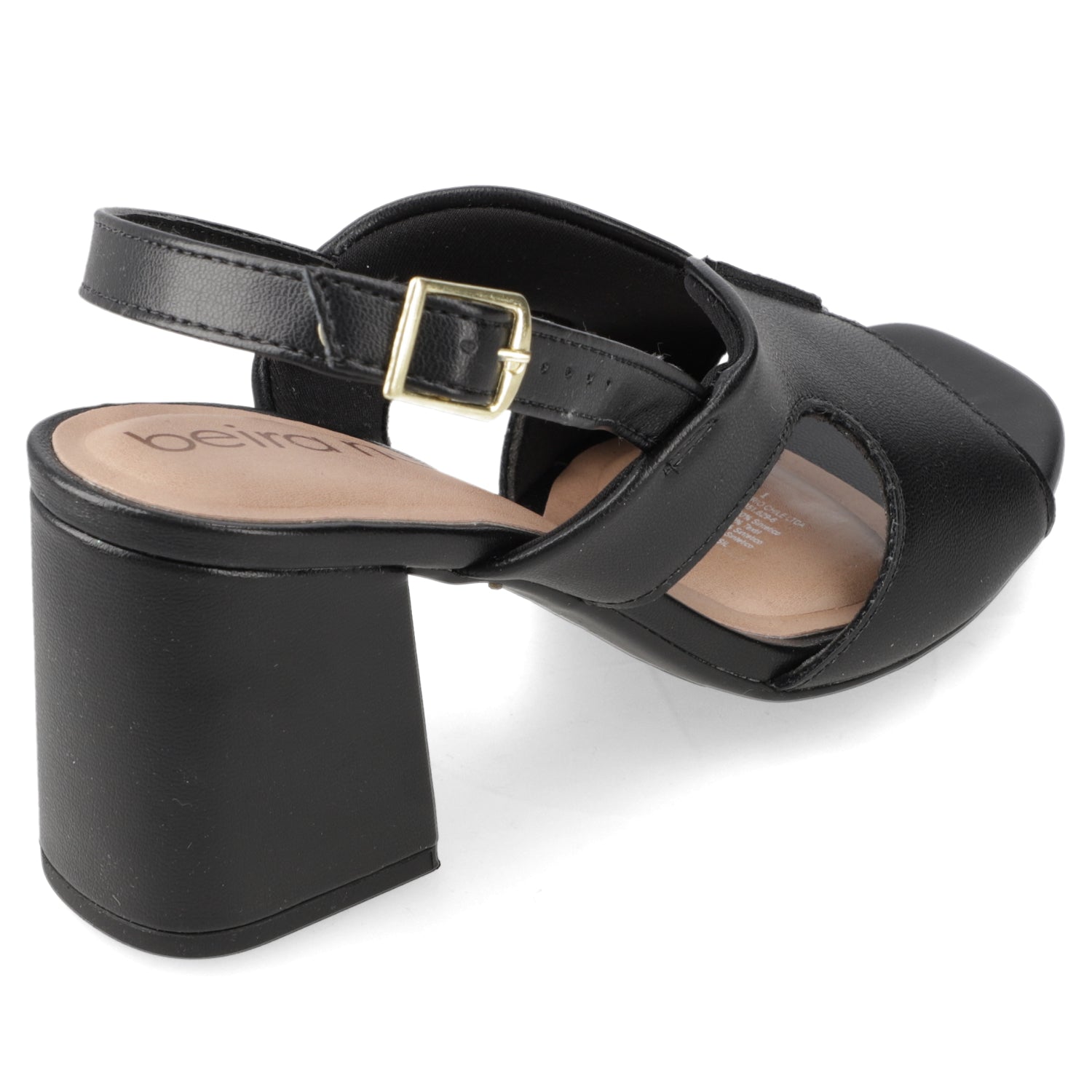 Sandalia Taco Ancho Medio Negro Beira Rio Ecocuero 34 / Negro