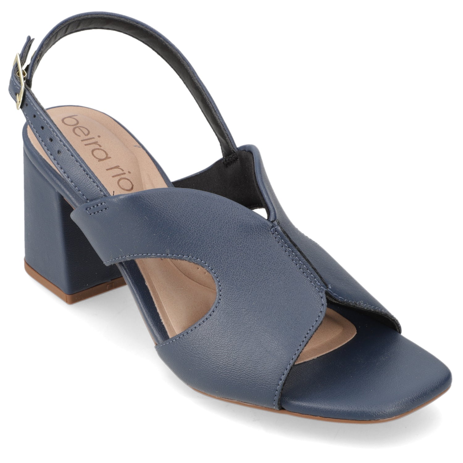 Sandalia Taco Ancho Medio Azul Marino Beira Rio Ecocuero 34 / Azul Marino