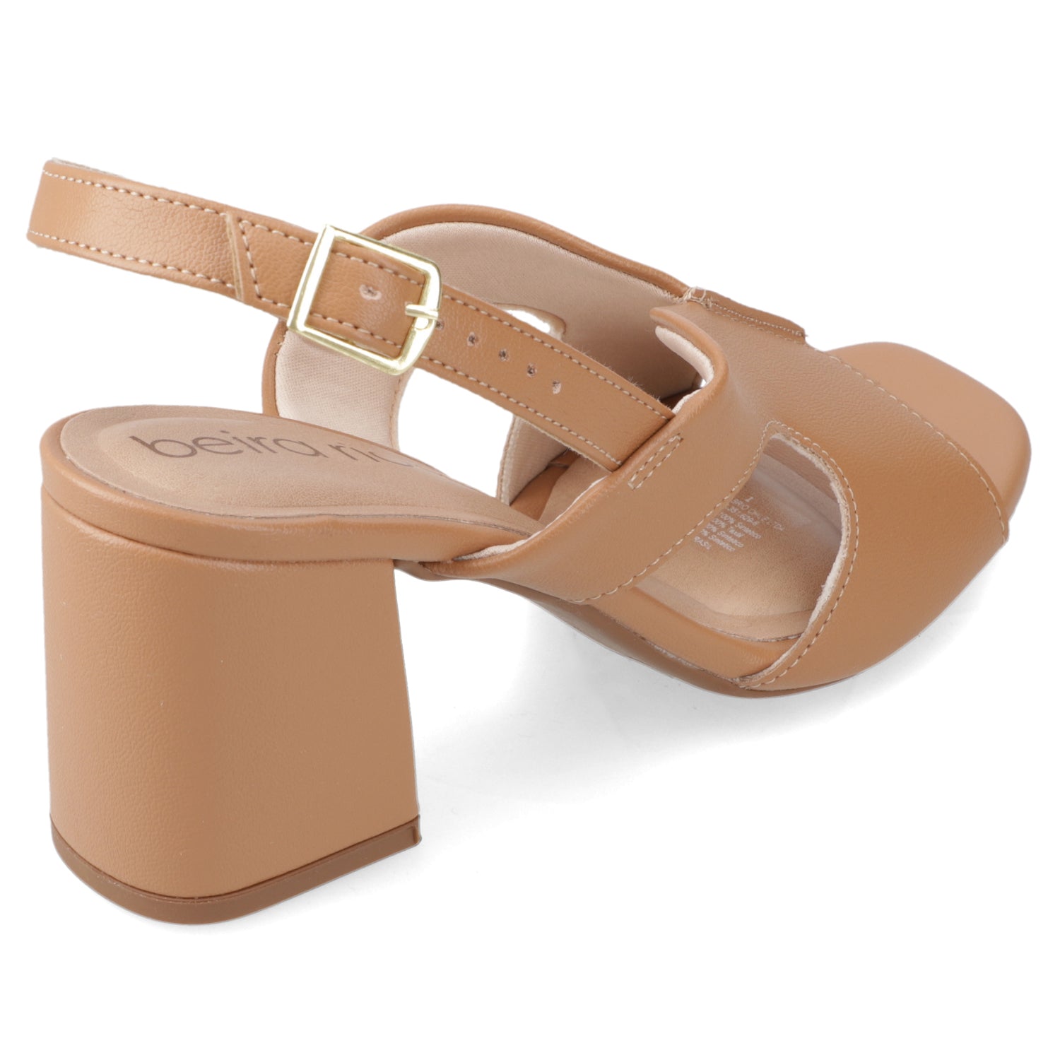 Sandalia Taco Ancho Medio Camel Beira Rio Ecocuero 34 / Camel