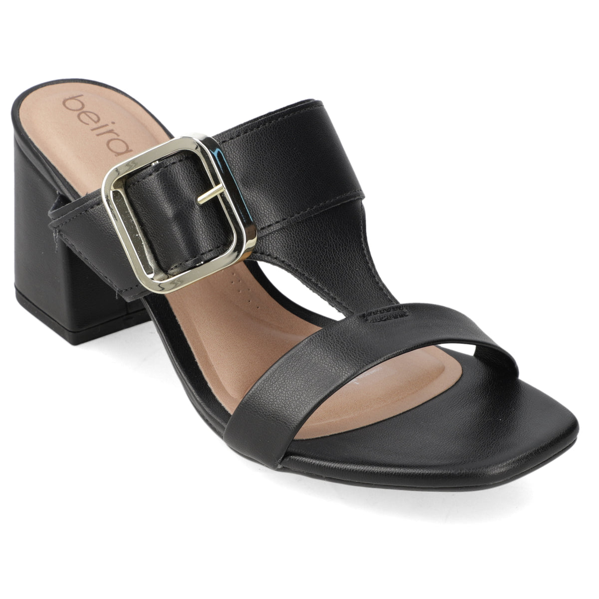 Sandalia Taco Ancho Medio Negro Beira Rio Ecocuero 34 / Negro